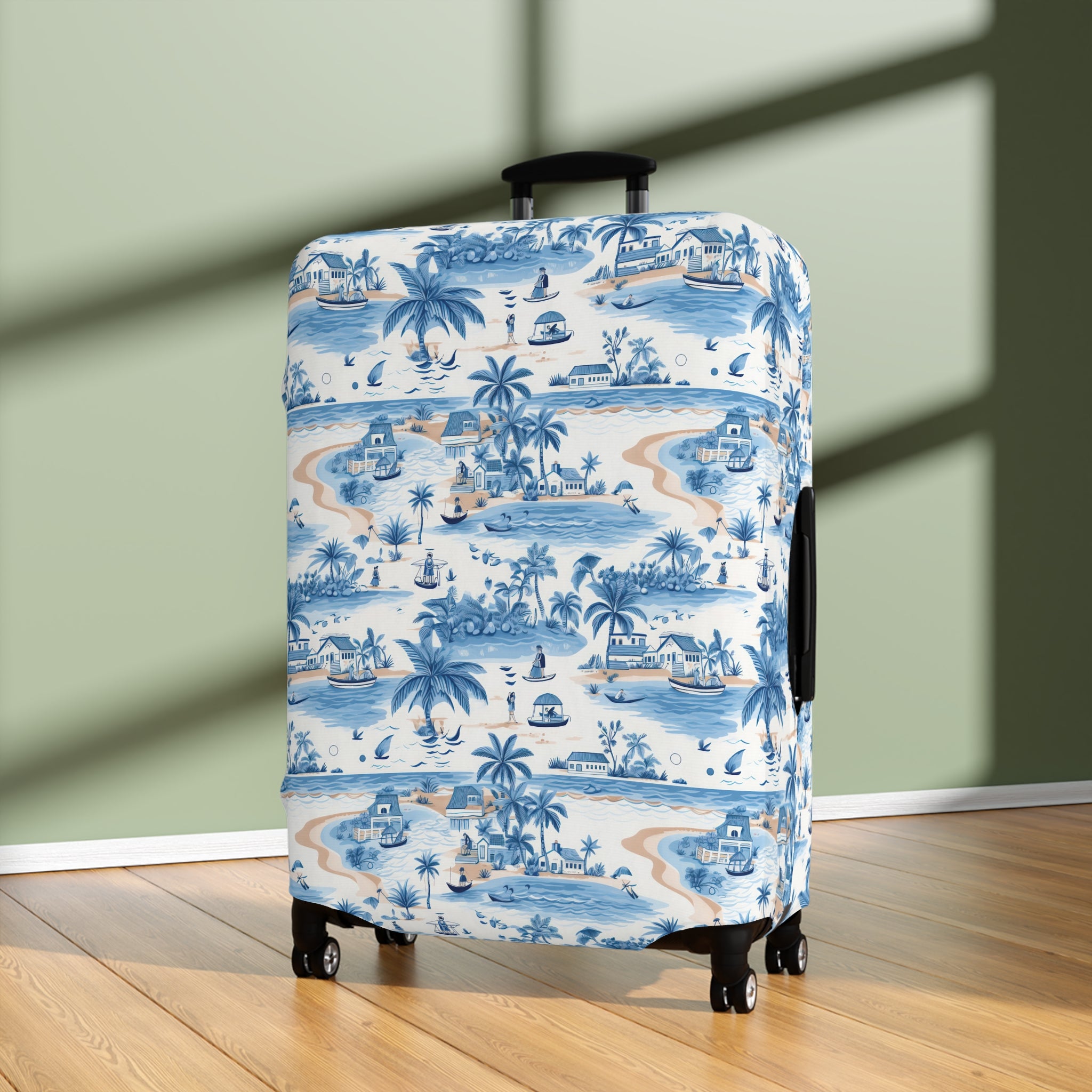 Tropical Blue- Chic Travel Luggage Cover | Stylish Case for Suitcase, Travel Accessory, Gift for Travelers, Personalized Luggage Protection
