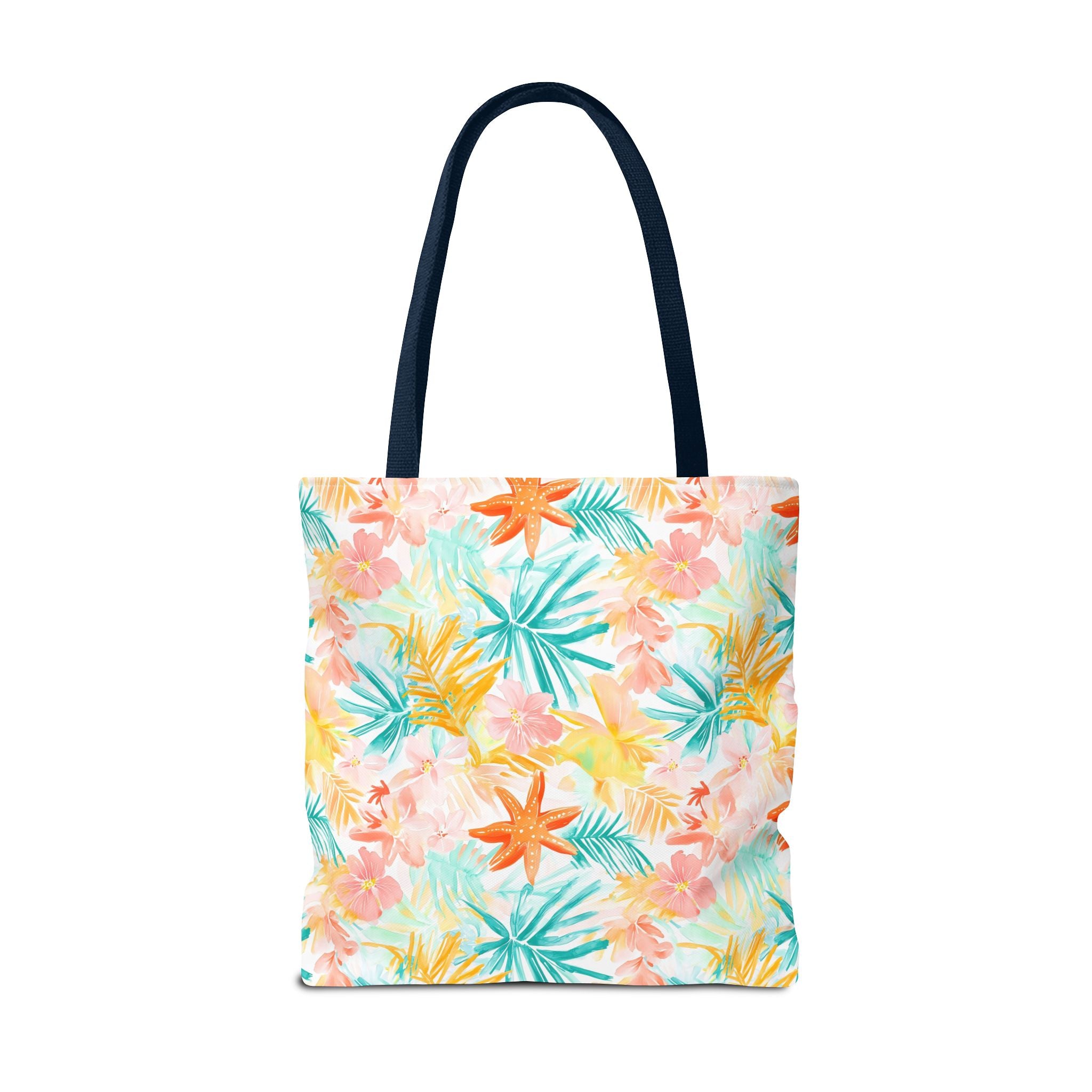 Tropical Starfish- Floral Tote Bag, Summer Beach Bag, Eco-Friendly Shopping Tote, Reusable Grocery Bag, Gift for Her