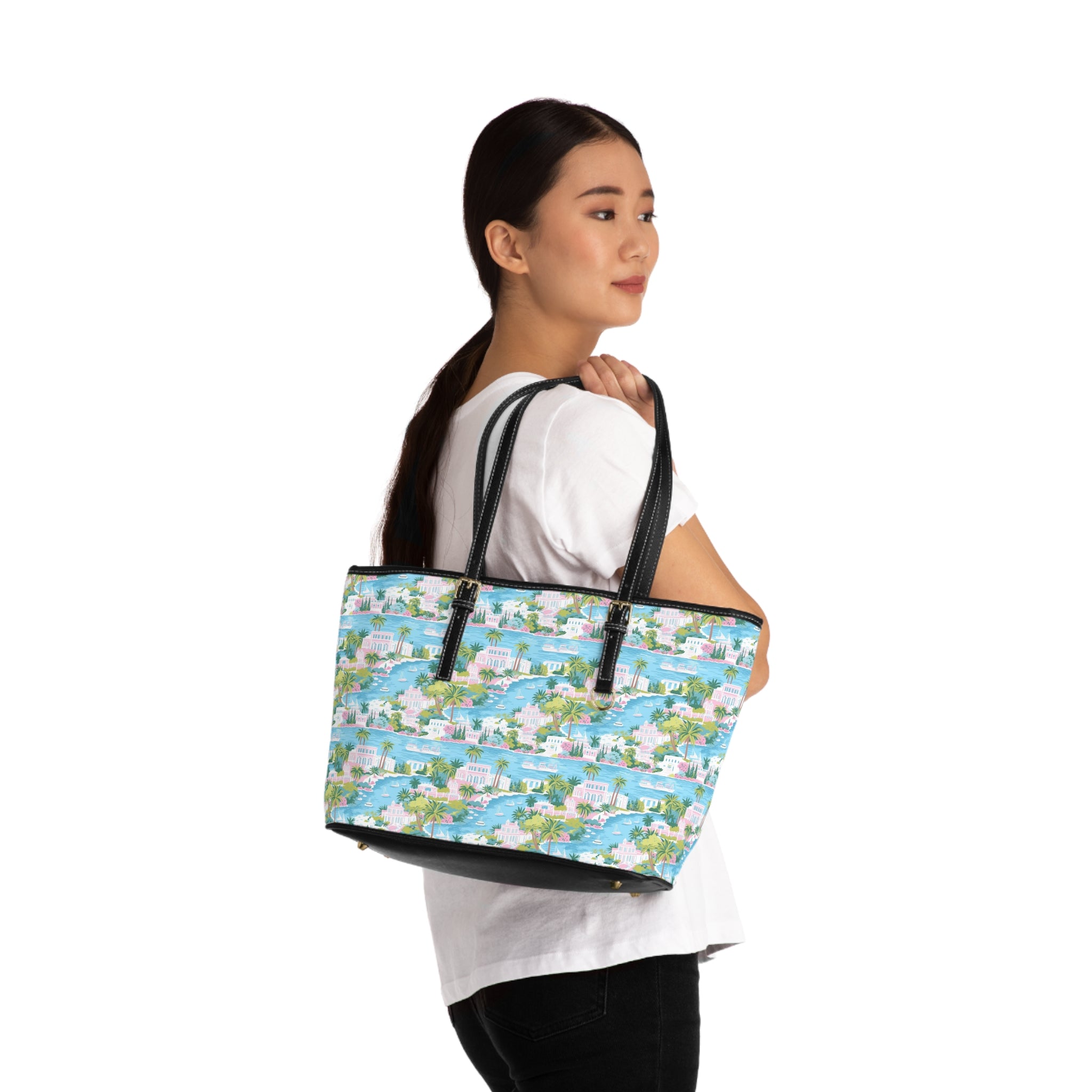 Greek Island -PU Leather Shoulder Bag for Daily Use, Fashion Tote, Stylish Handbag, Travel Accessory, Gift for Her
