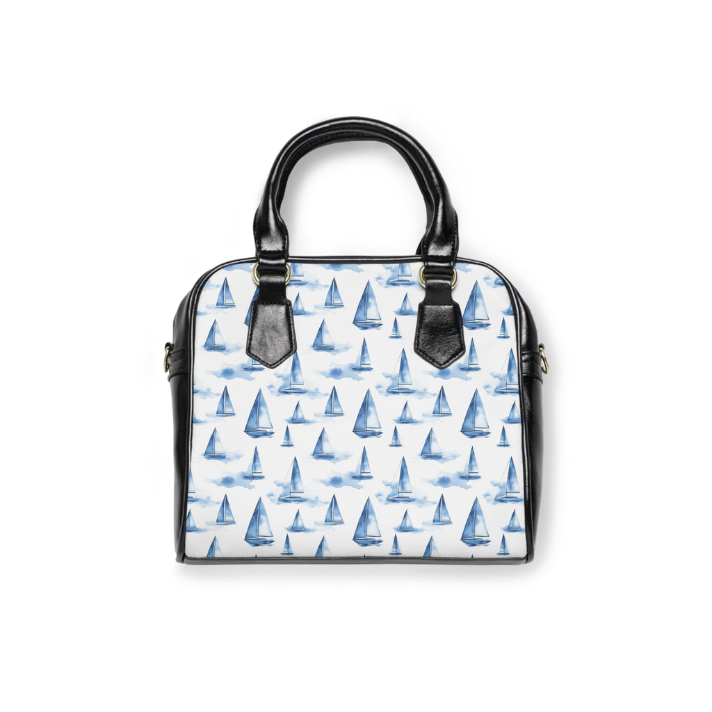 Blue Sailboat - Print Shoulder Handbag - Stylish Tote for Beach Days, Travel, Everyday Use, Gift for Sailors, Ocean Lovers