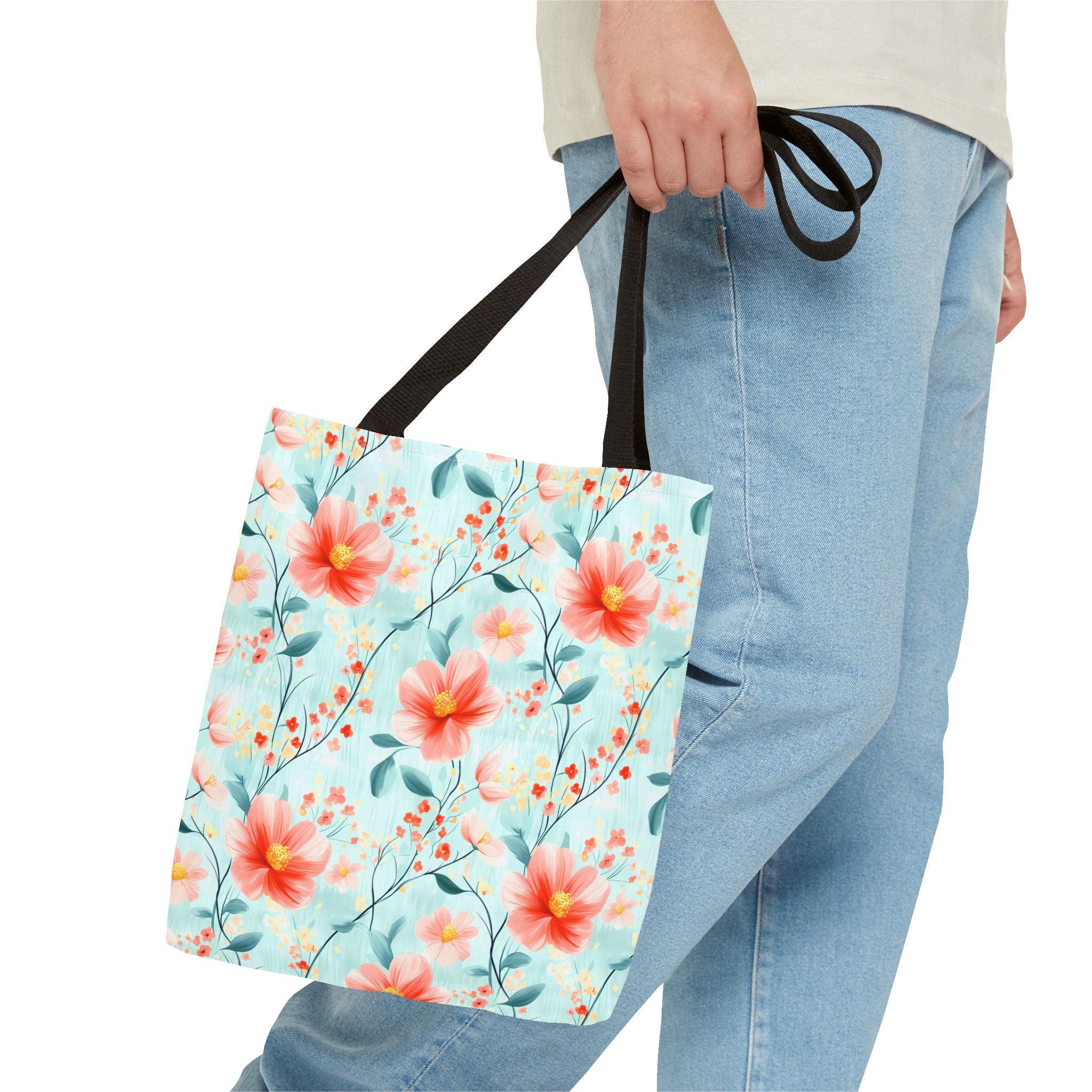 Teal Daisy - Floral Tote Bag, Boho Chic Carryall, Beach Bag, Gifts for Her, Spring Fashion Accessory, Eco-Friendly Shopping Bag
