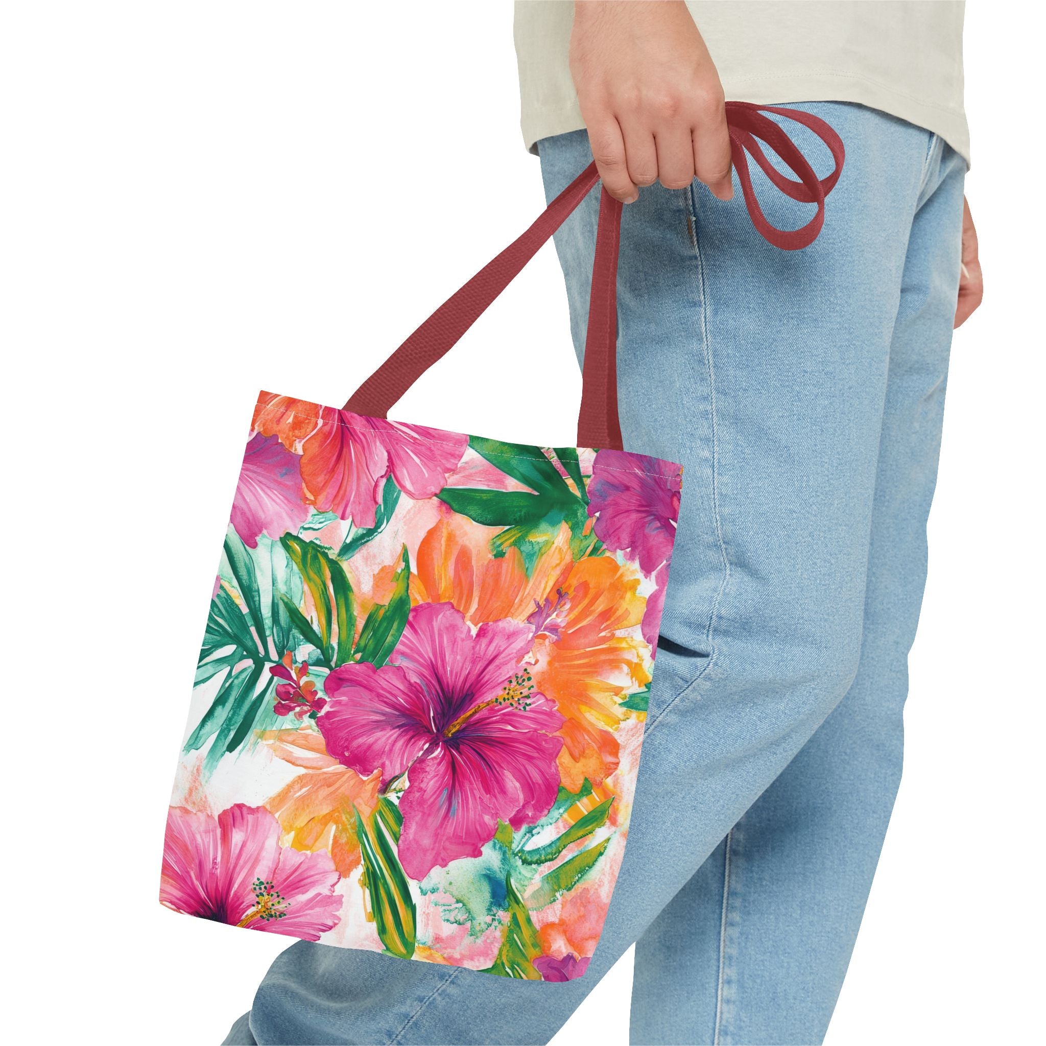 Pink Torpical Floral Tote Bag | Perfect for Beach Days, Shopping, or Gifts | Eco-Friendly, Lightweight, Summer Vibes, Travel Essential