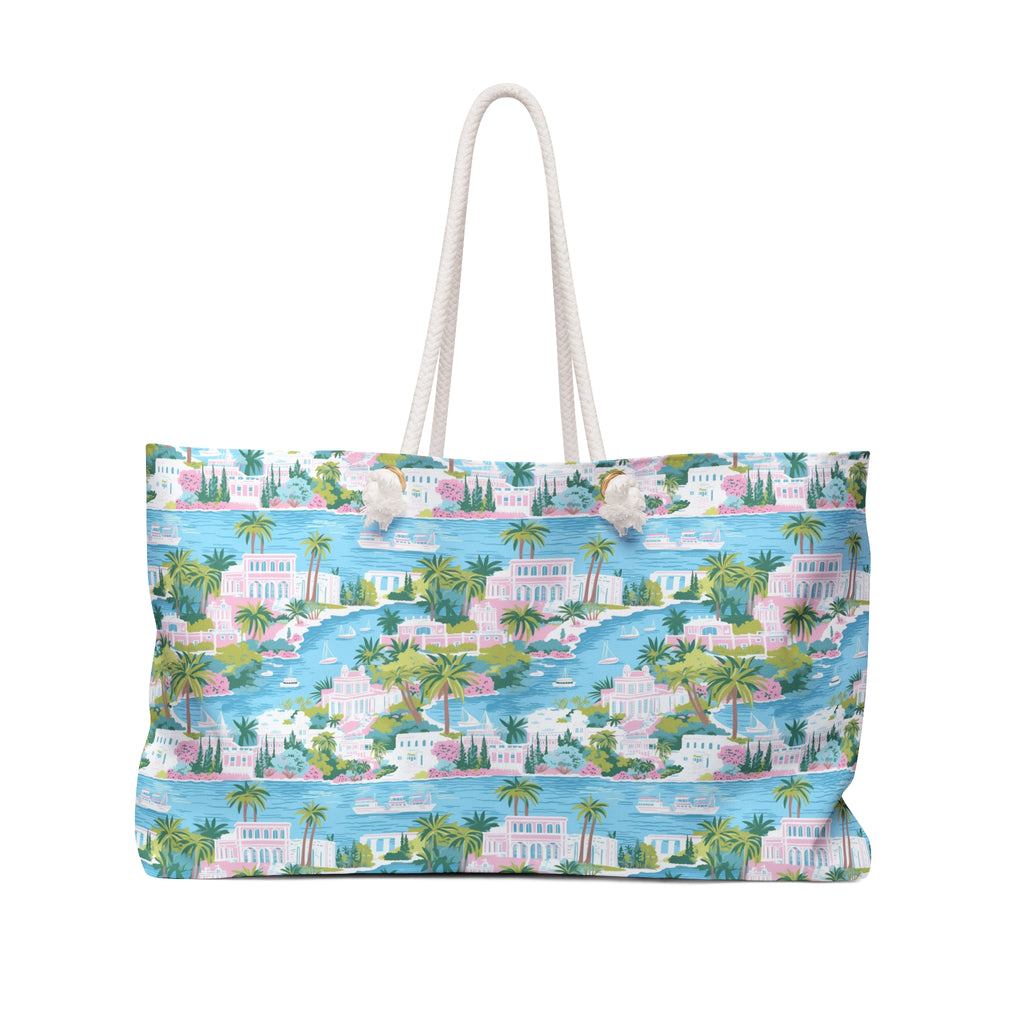Greek Island Weekender Tote Bag, Shoulder Tote, Beach Bag, Bridesmaid gift