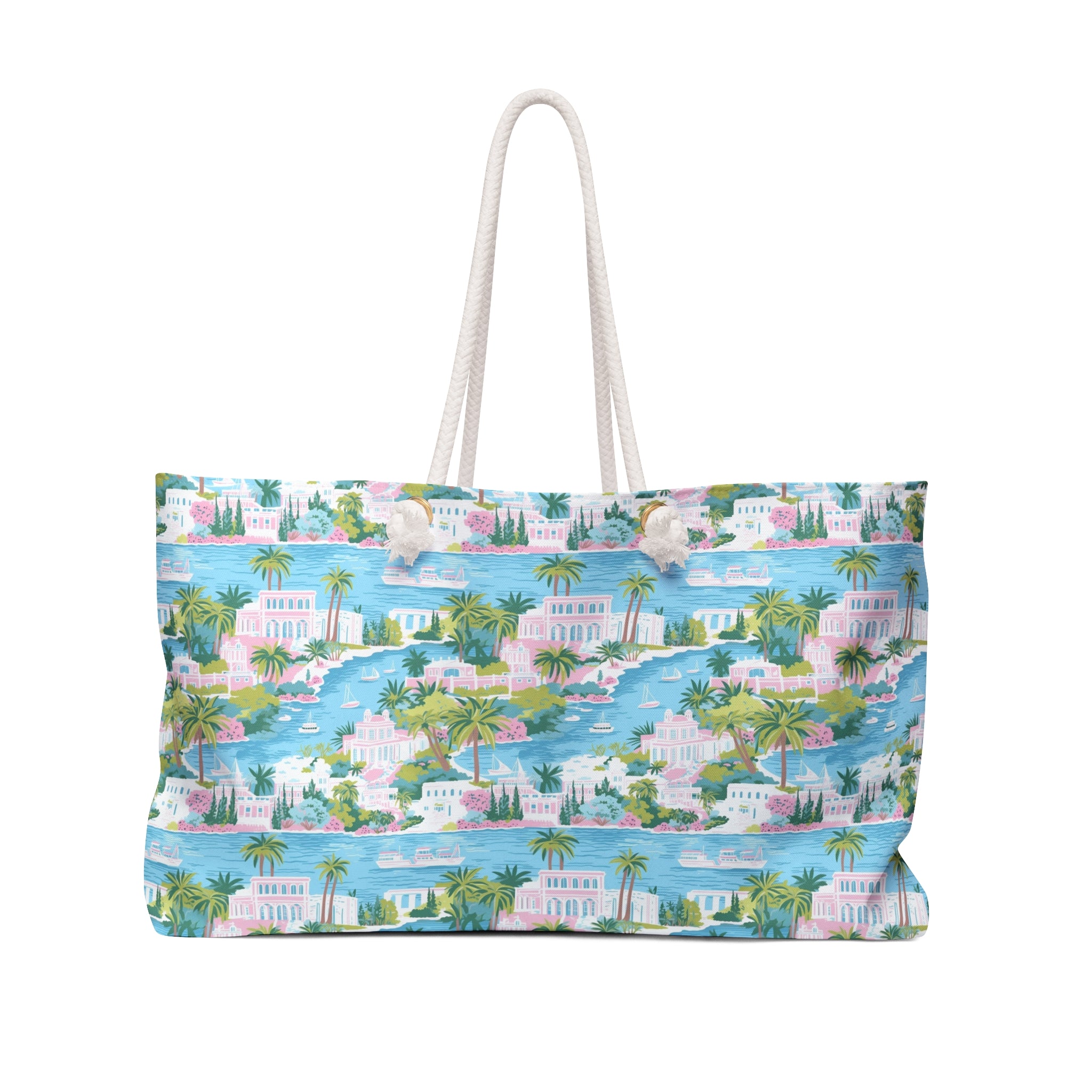 Greek Island Weekender Tote Bag, Shoulder Tote, Beach Bag, Bridesmaid gift