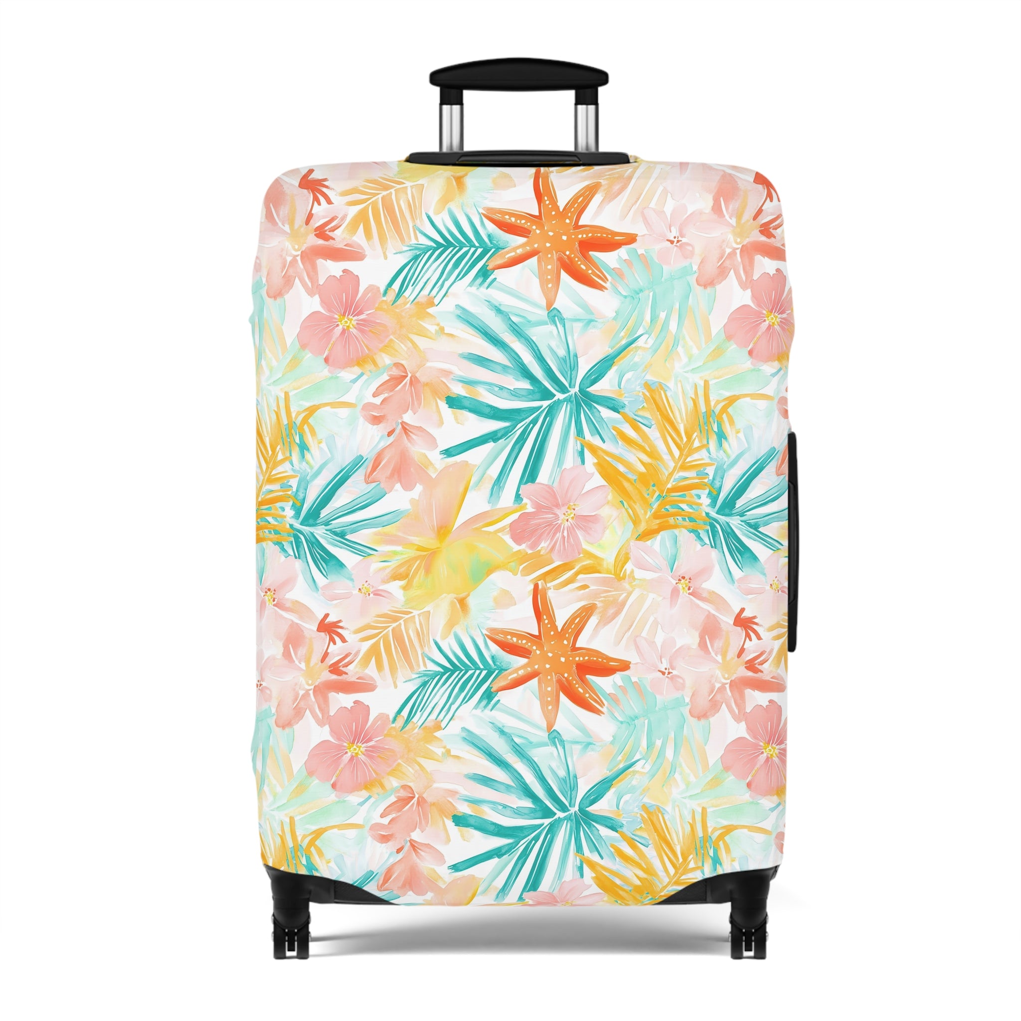 Tropical Starfish - Luggage Cover with Floral Design | Travel Accessory for Vacation | Personalized Suitcase Protector, Beach Gift, Unique Travel Gear