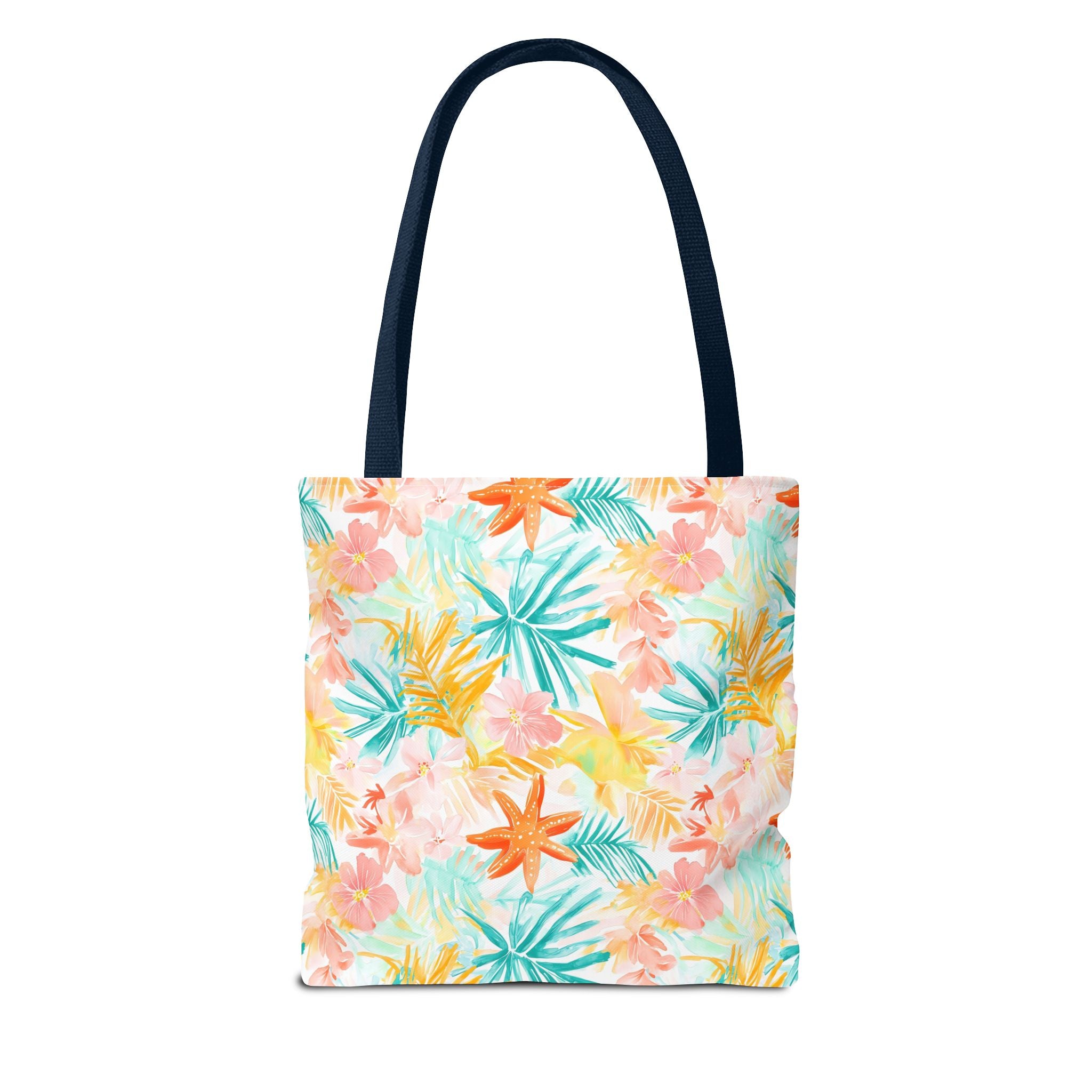 Tropical Starfish- Floral Tote Bag, Summer Beach Bag, Eco-Friendly Shopping Tote, Reusable Grocery Bag, Gift for Her