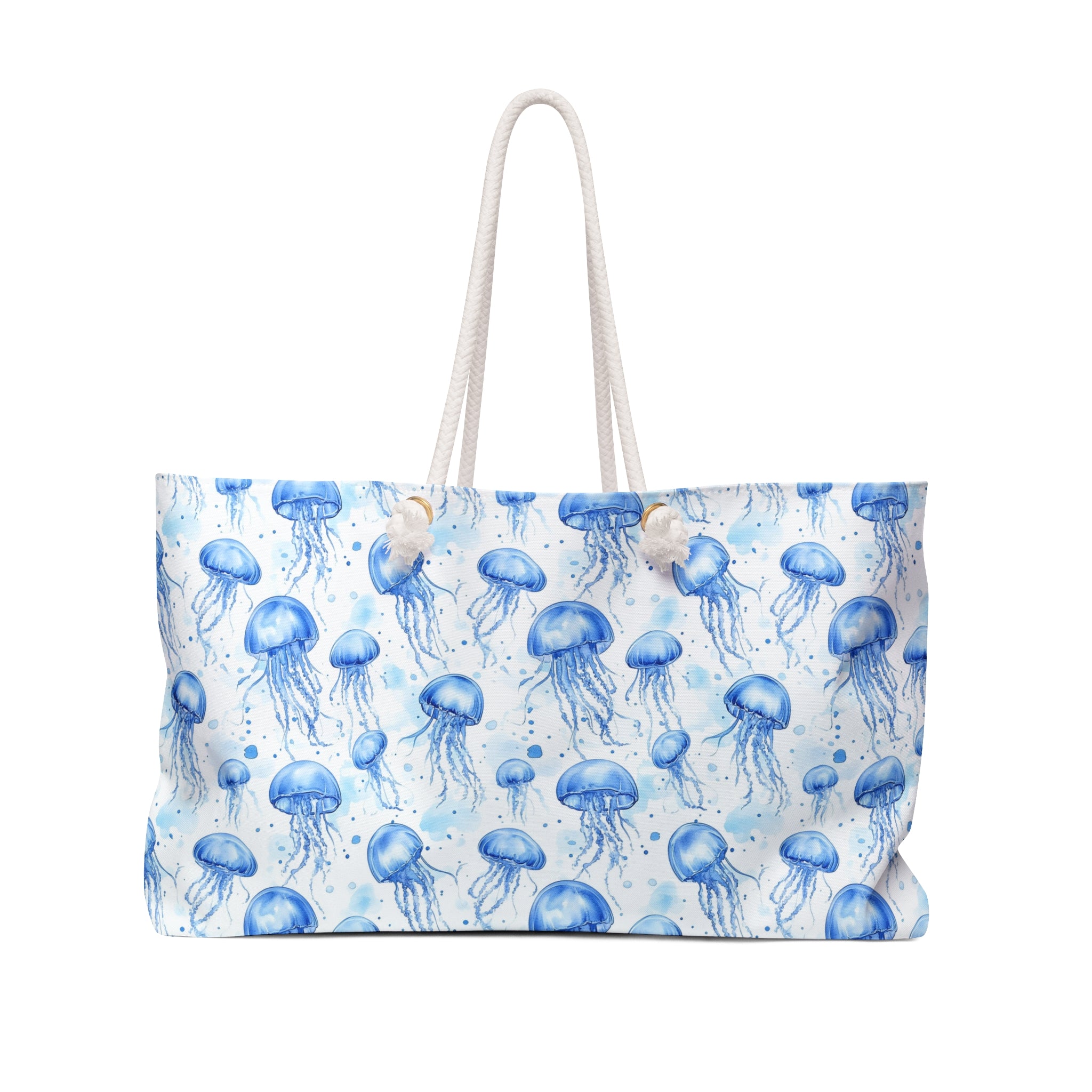 Blue Jellyfish Weekender Tote Bag, Beach Bag, Beach Tote, Large tote bag, Vacation Bag, Bridesmaid Gift