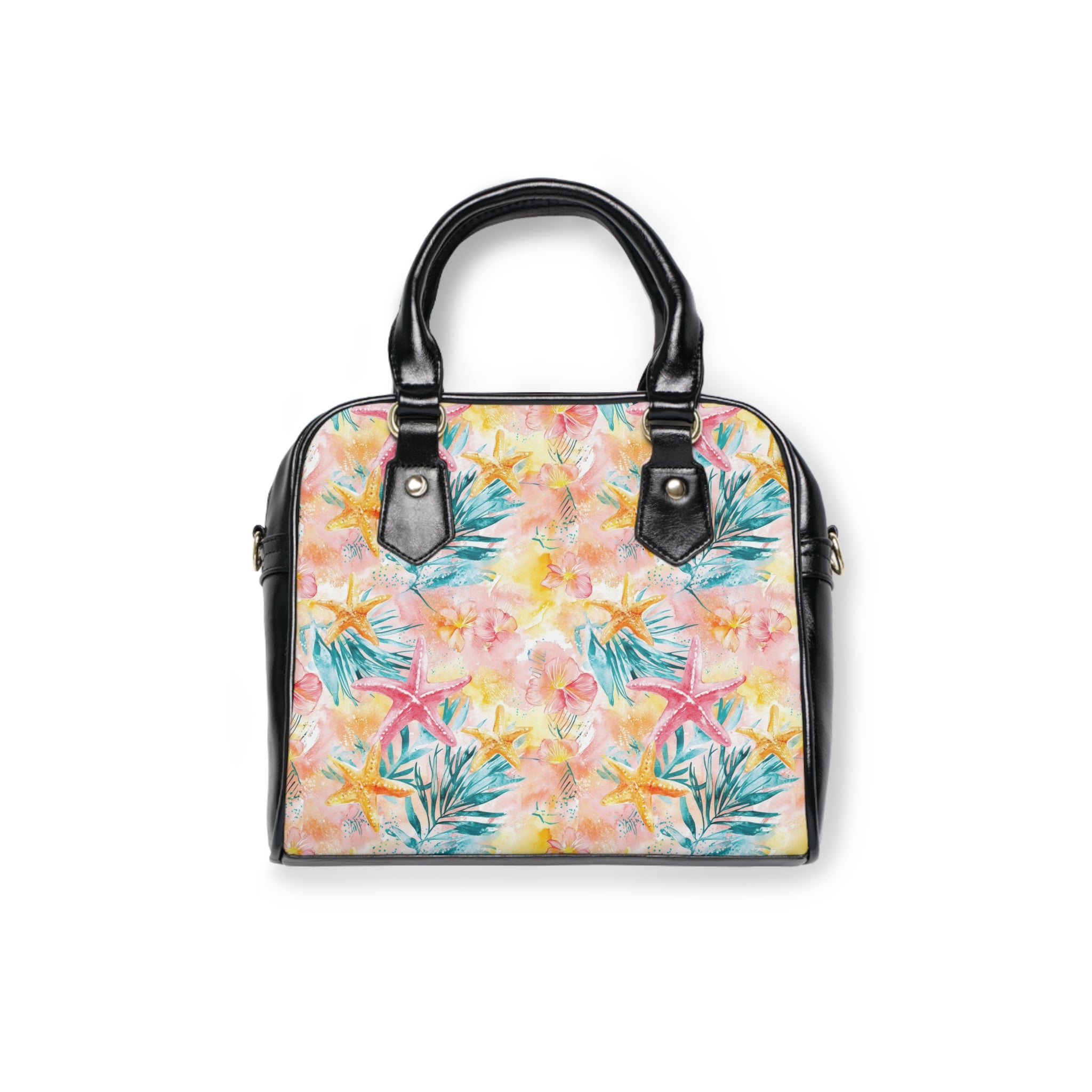 Pink Tropical Starfish - Floral Handbag, Stylish Summer Purse, Trendy Shoulder Bag, Perfect for Beach Days, Travel, Gifts for Her
