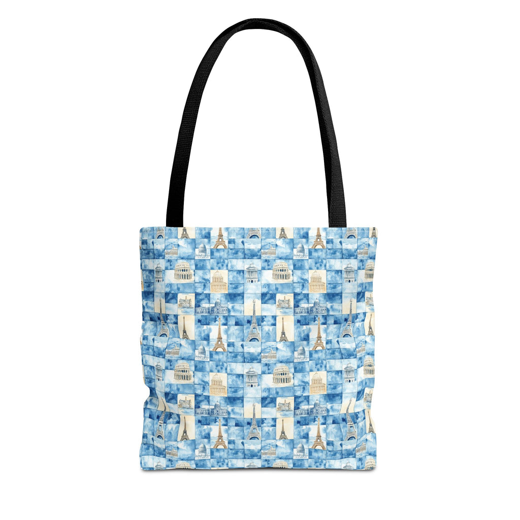 Europe- Chic Tote Bag with Blue Pattern, Stylish Shopping Tote, Beach Bag, Eco-Friendly Tote, Perfect Gift for Her