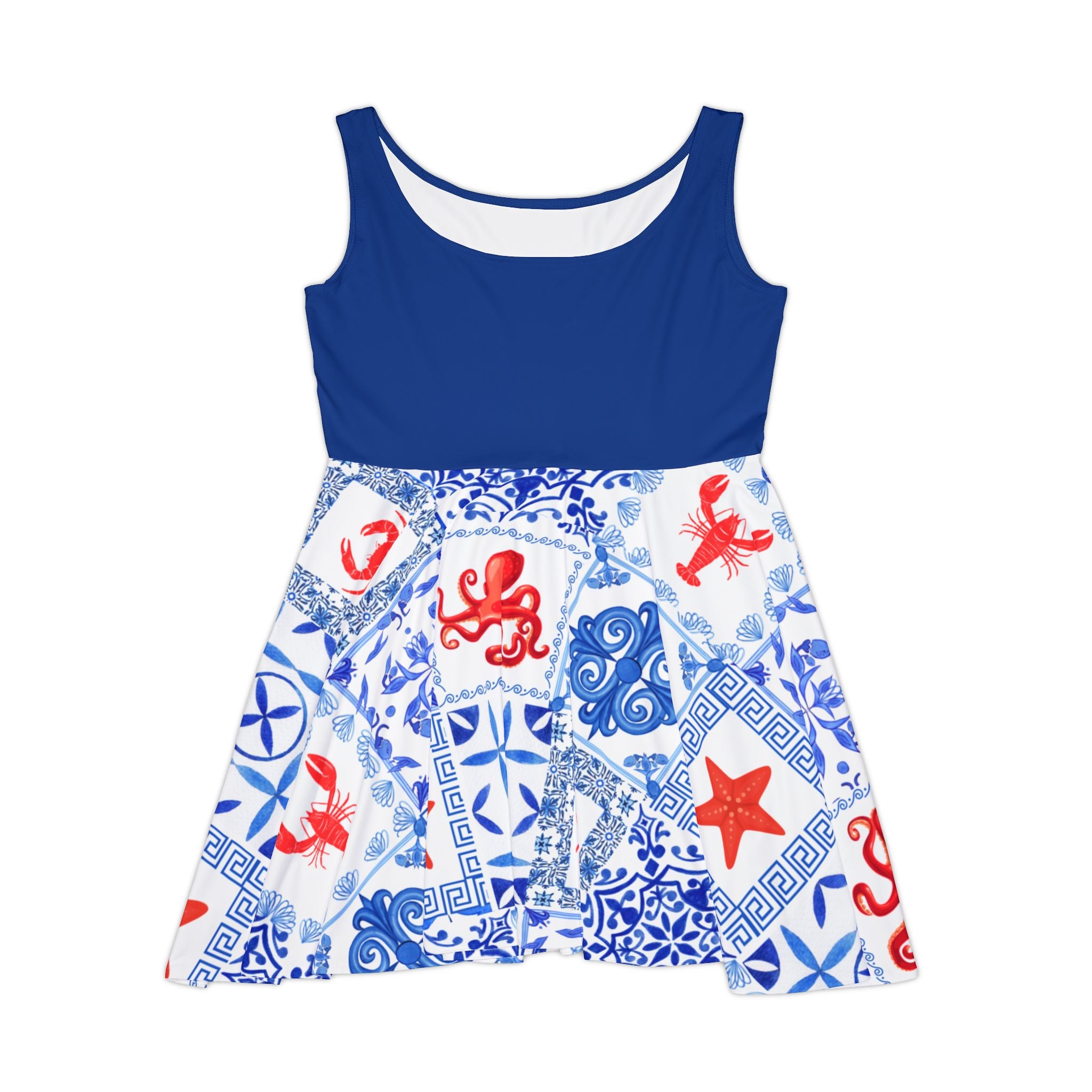 Greek Sea - Nautical Women's Skater Dress, Summer Casual Dress, Beach Vacation Fashion, Cute Gift for Her, Stylish AOP Dress