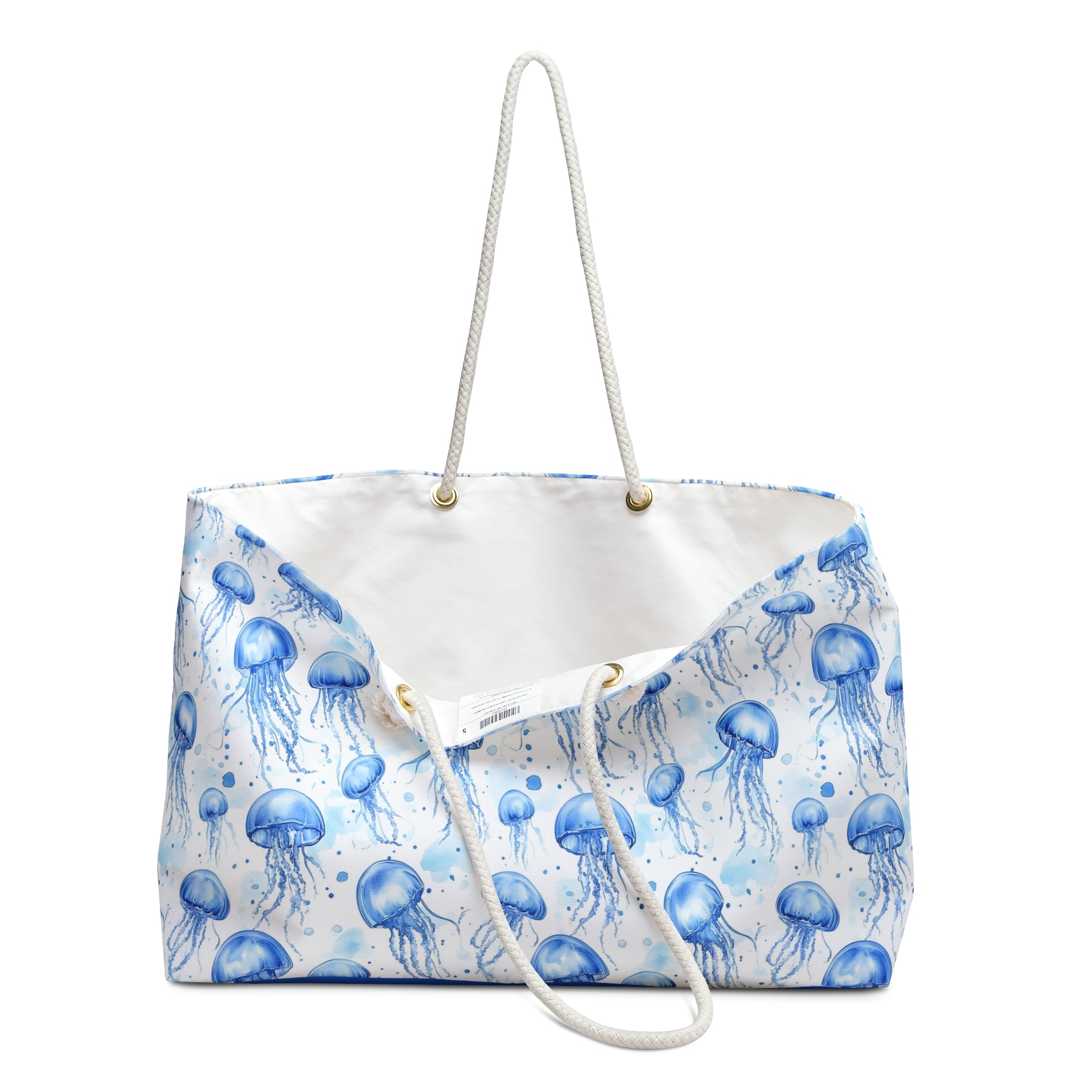 Blue Jellyfish Weekender Tote Bag, Beach Bag, Beach Tote, Large tote bag, Vacation Bag, Bridesmaid Gift
