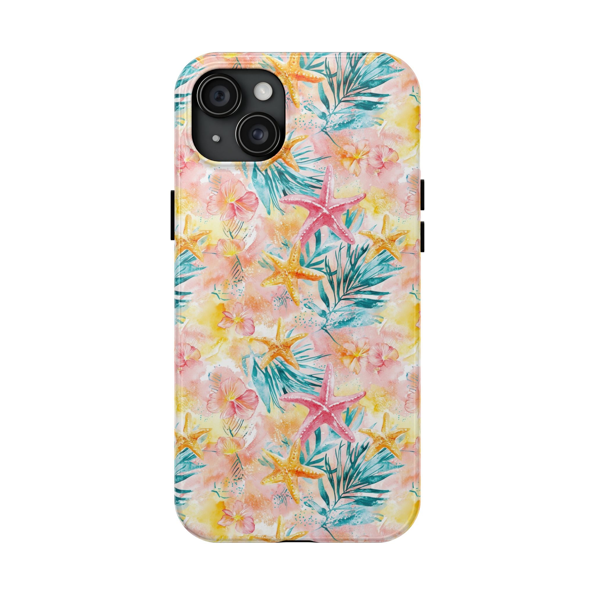 Pink Tropical Starfish- Floral Tough Phone Case - Durable Protection with a Beach Vibe, Perfect Gift for Summer Lovers, Ideal for Vacation, Fun, Stylish