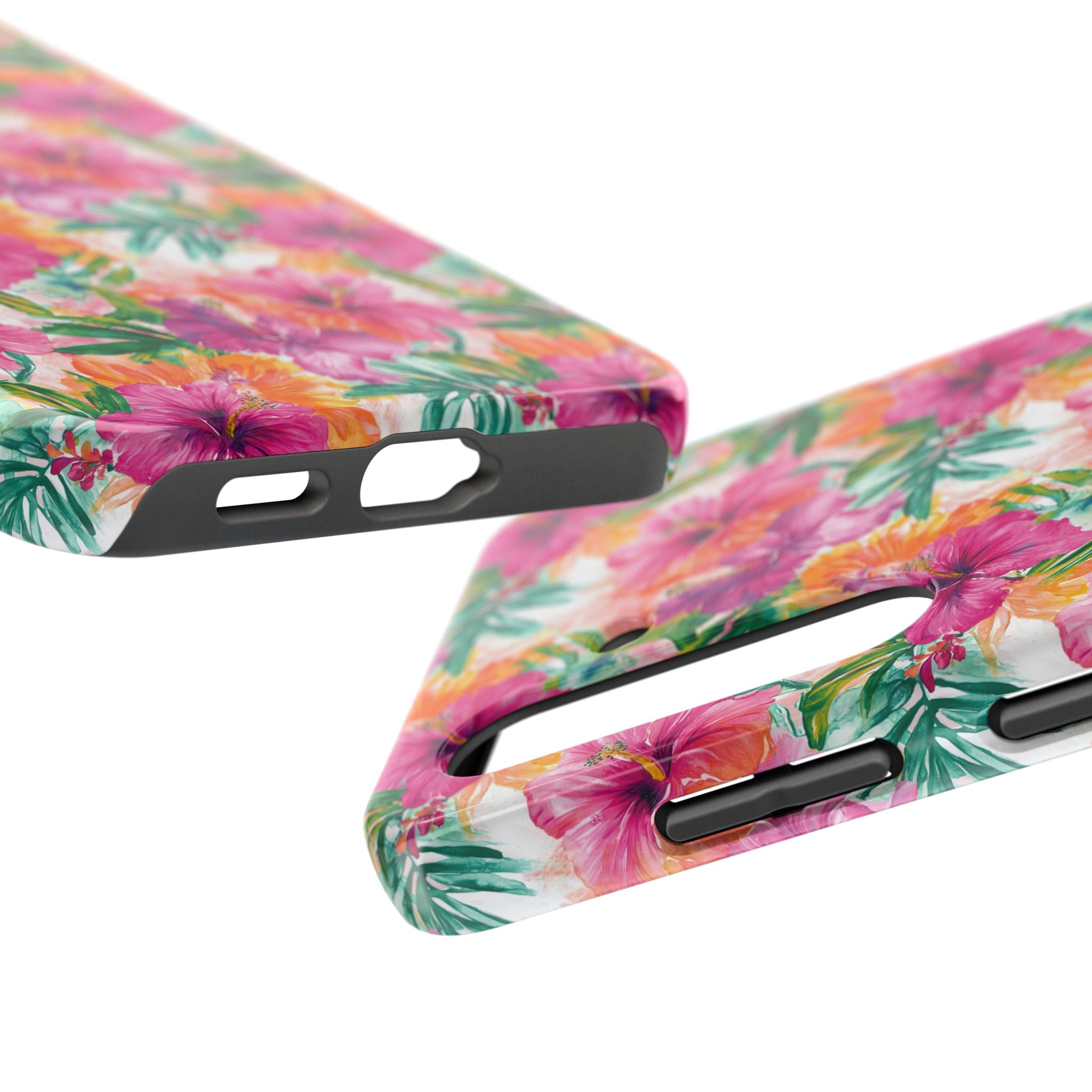 Pink Tropical Floral Phone Case, Tough Waterproof Cover, Summer Vibe Gift, Durable Tech Accessory, Floral Pattern for iPhone, Chic, Stylish