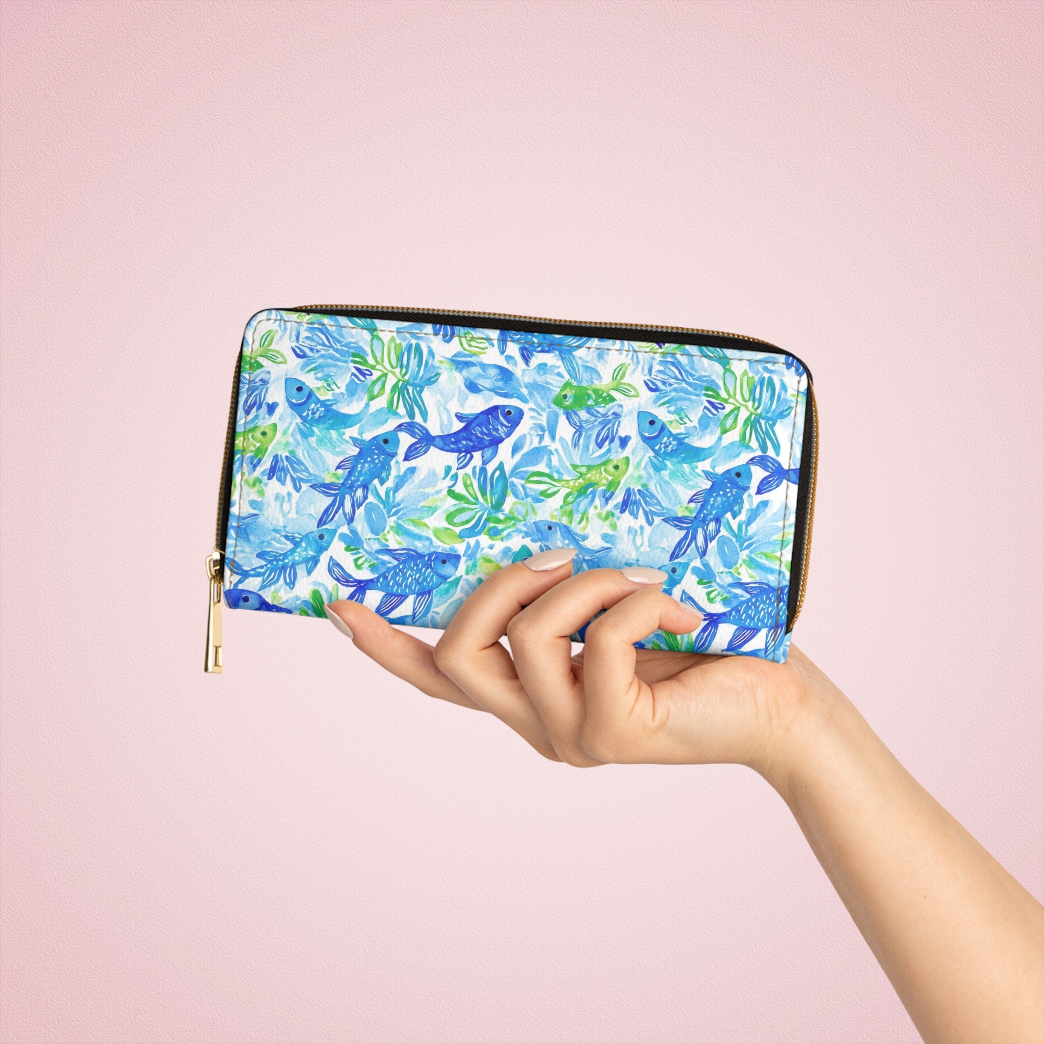 Vibrant Fish Vegan Leather Wallet, Cute Fish Wallet, Ocean Inspired Wallet, Nature Lover Gift, Summer Accessory
