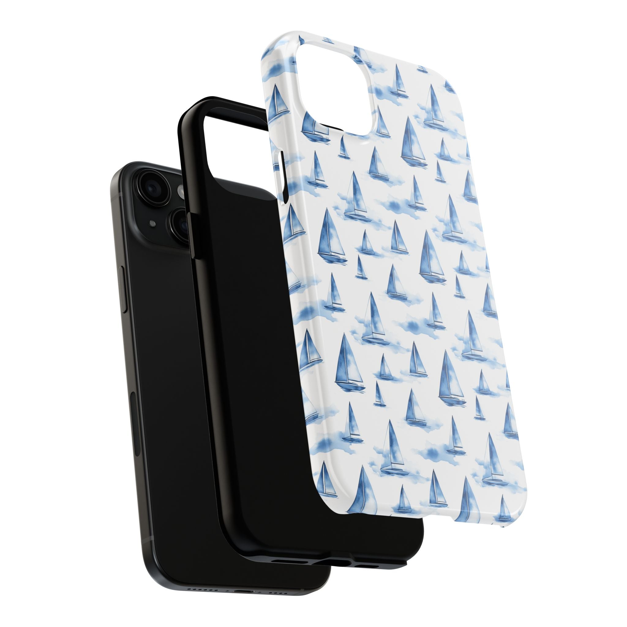 Blue Sailboat Phone Case - Nautical Tough Cover, Summer Gift, Ocean Lover Accessory, Unique Phone Protection, Beach Vibes