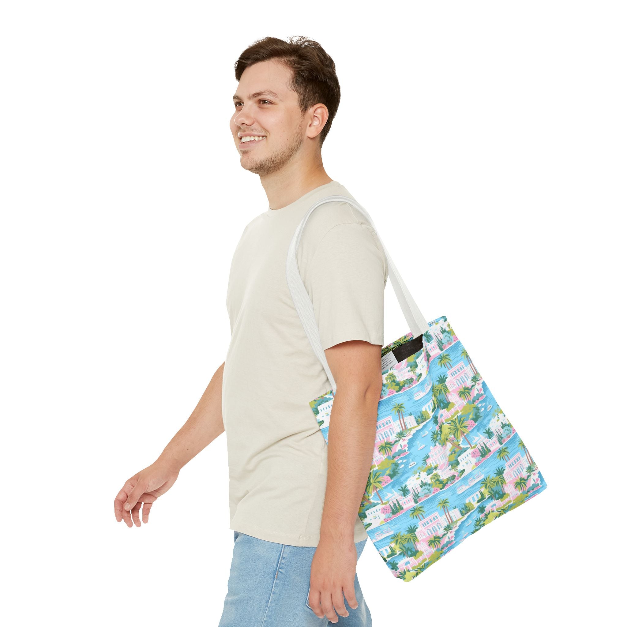 Greek Island - Tropical Paradise Tote Bag, Beach Bag, Eco-Friendly Shopping Bag, Summer Vibes Handbag, Vacation Essentials, Gift for Travelers