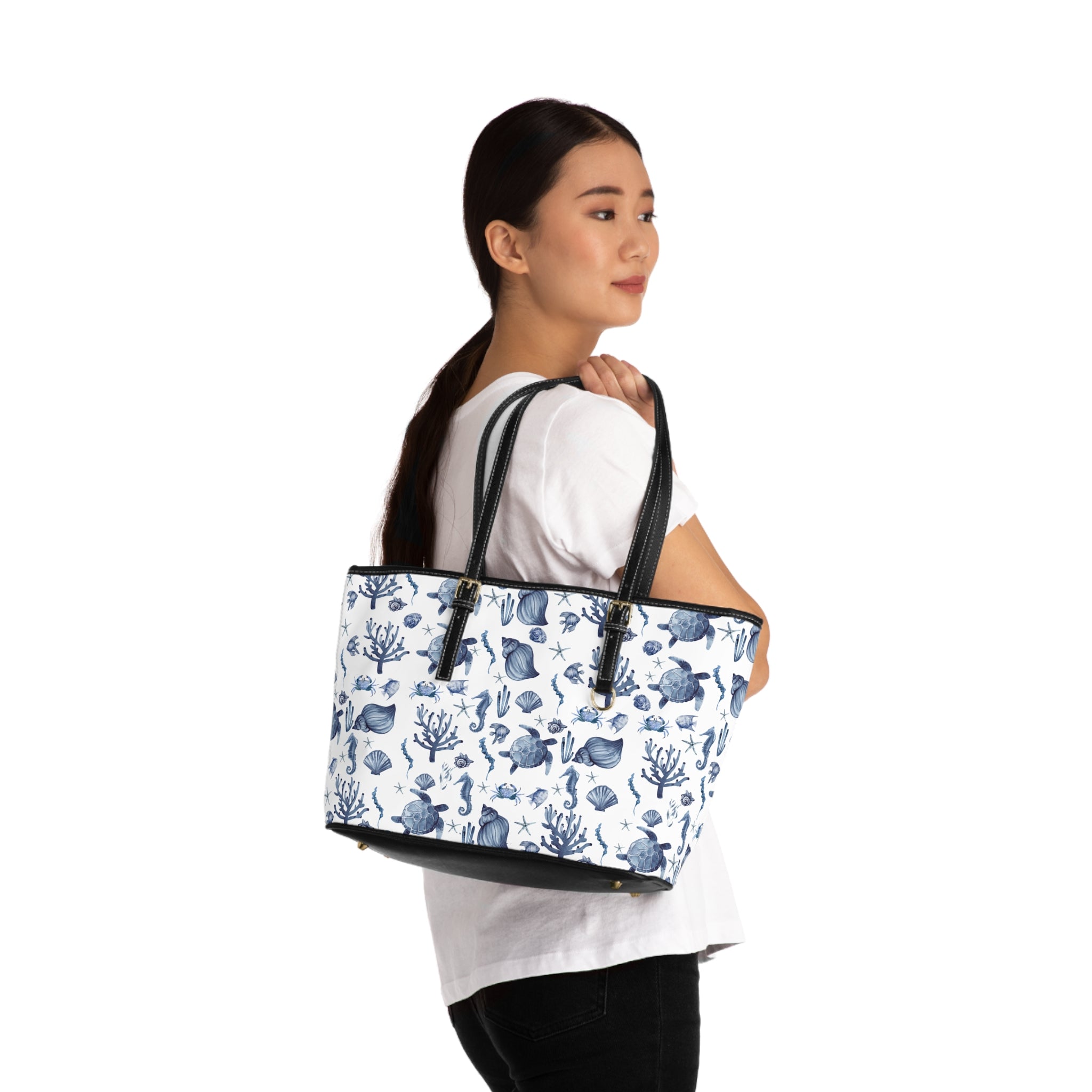 Deep Blue Sea- PU Leather Shoulder Bag, Sea creature purse, over the shoulder purse,