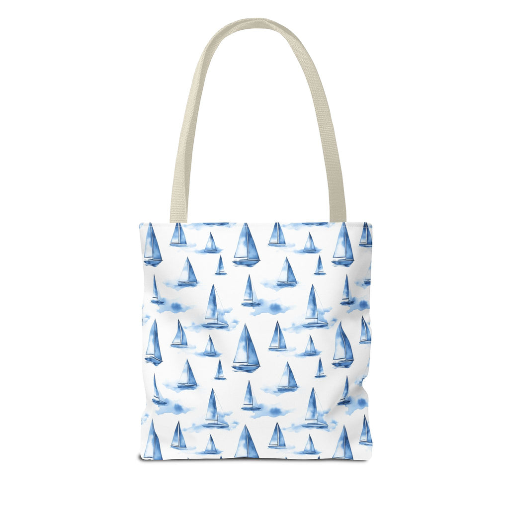 Blue Sail Boat - Nautical Tote Bag, Sailboat Shopping Bag, Beach Tote, Gift for Sailors, Vacation Accessory, Summer Bag