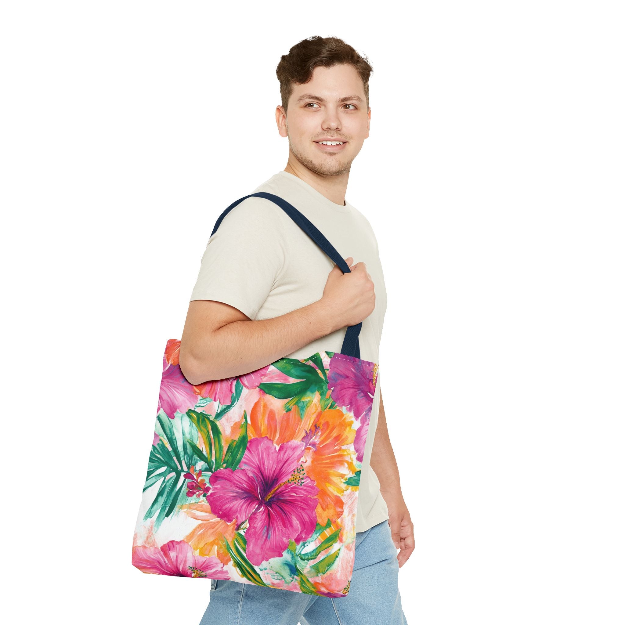 Pink Torpical Floral Tote Bag | Perfect for Beach Days, Shopping, or Gifts | Eco-Friendly, Lightweight, Summer Vibes, Travel Essential