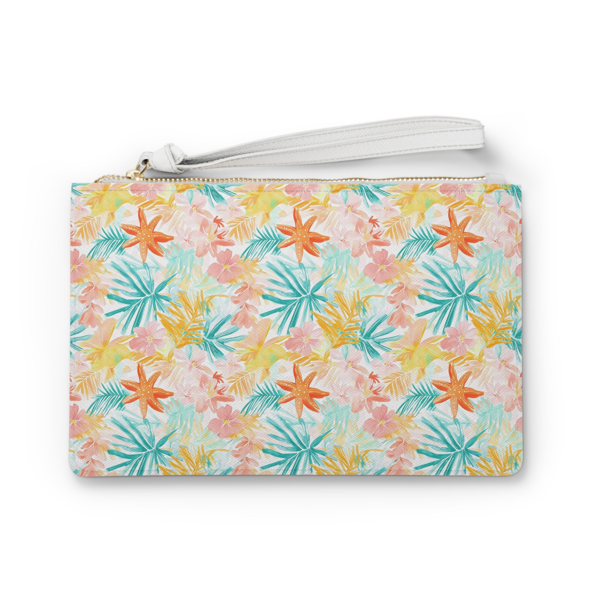 Tropical Starfish Vegan Leather Clutch Bag | Summer Accessory, Vacation Purse, Beach Essentials, Gift for Her, Travel Makeup Bag
