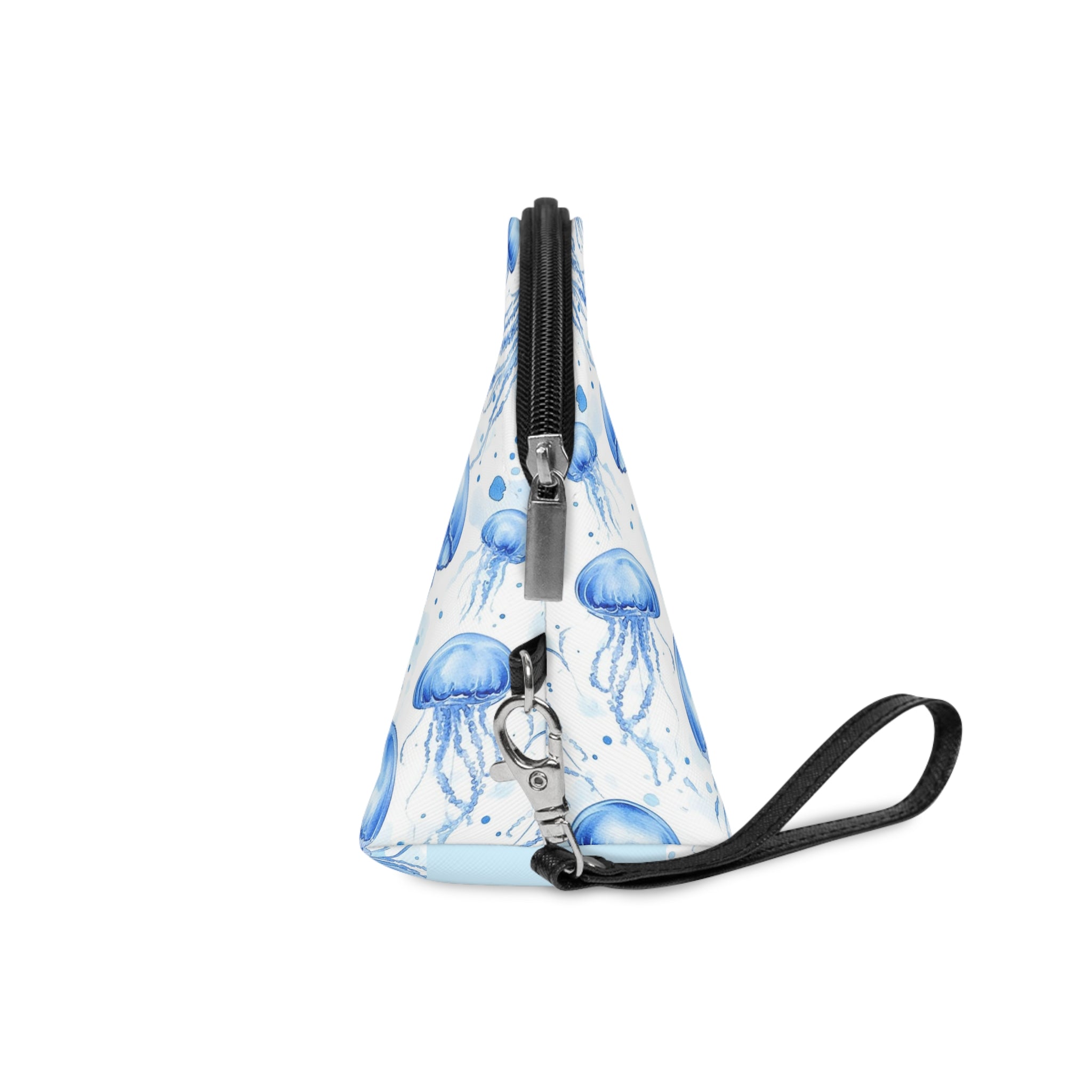Blue Jelly Fish Makeup Bag, PU Faux Leather Makeup Bag, Travel Makeup kit, Vacation Makeup bag, Bridesmaid Gift, Makeup Organizer