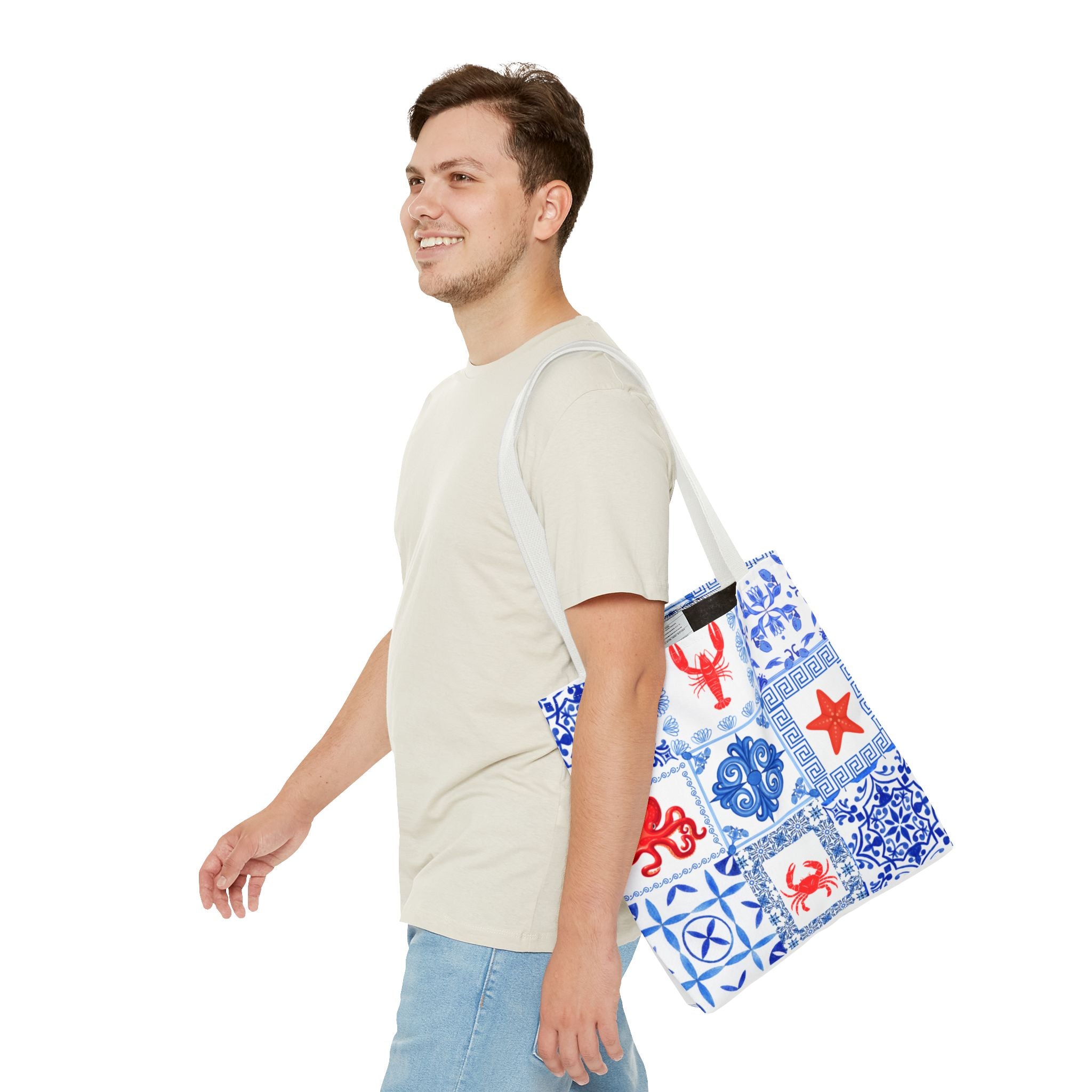 Greek Sea - Ocean-Inspired Tote Bag, Nautical Style, Beach Bags, Gift for Her, Summer Accessory, Trendy Shopping Tote, AOP Design