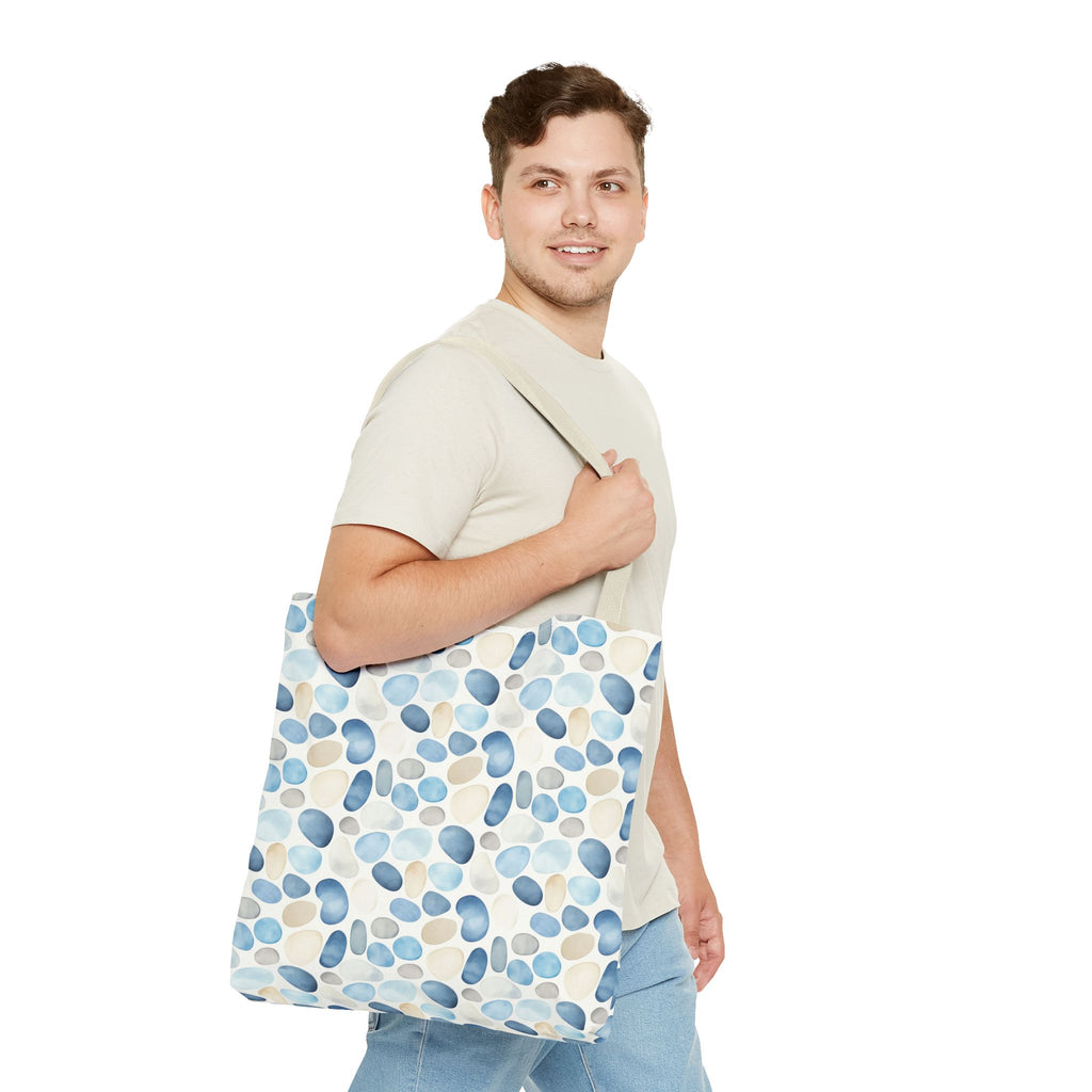 Cobble stone- Tote Bag with Blue Pebble Design | Beach Bag, Grocery Tote, Shopping Bag, Gift Bag, Eco-Friendly Tote