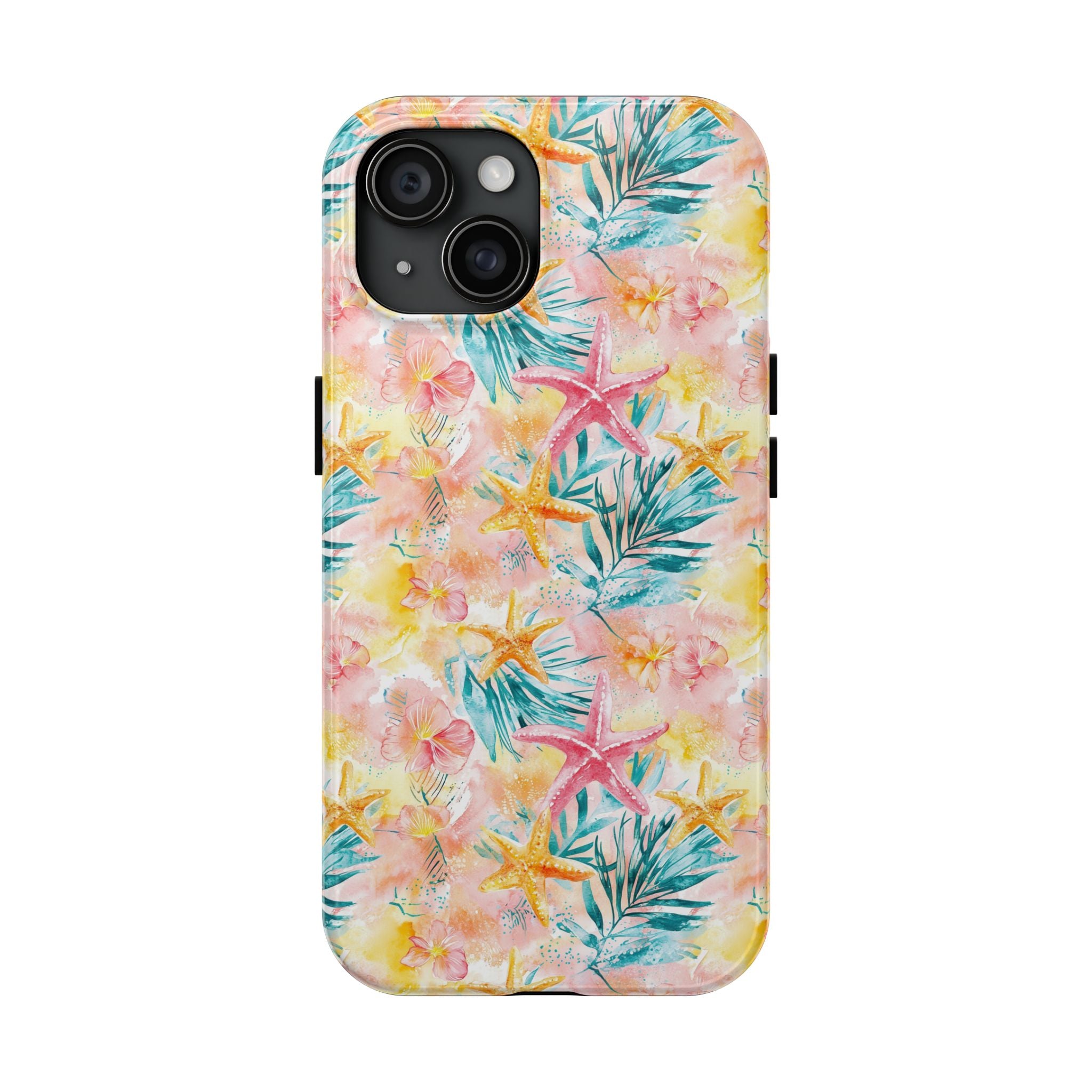 Pink Tropical Starfish- Floral Tough Phone Case - Durable Protection with a Beach Vibe, Perfect Gift for Summer Lovers, Ideal for Vacation, Fun, Stylish