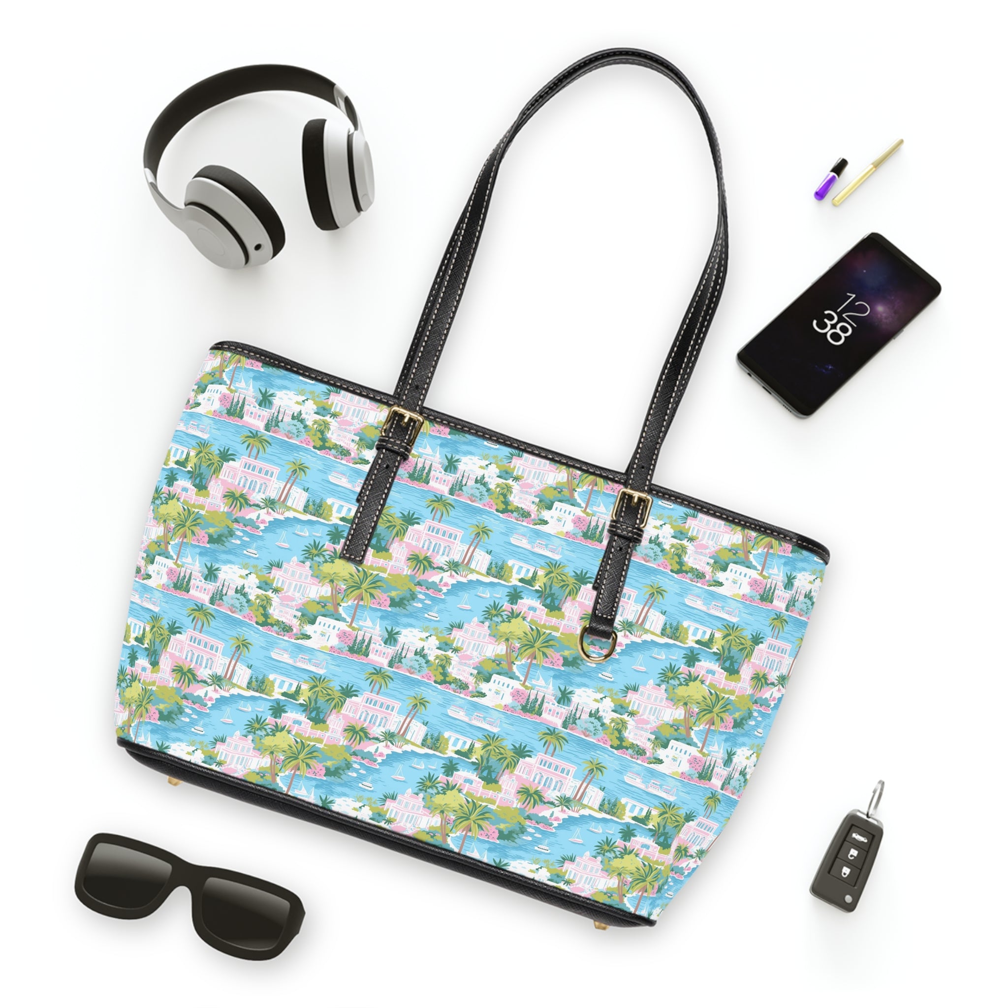 Greek Island -PU Leather Shoulder Bag for Daily Use, Fashion Tote, Stylish Handbag, Travel Accessory, Gift for Her