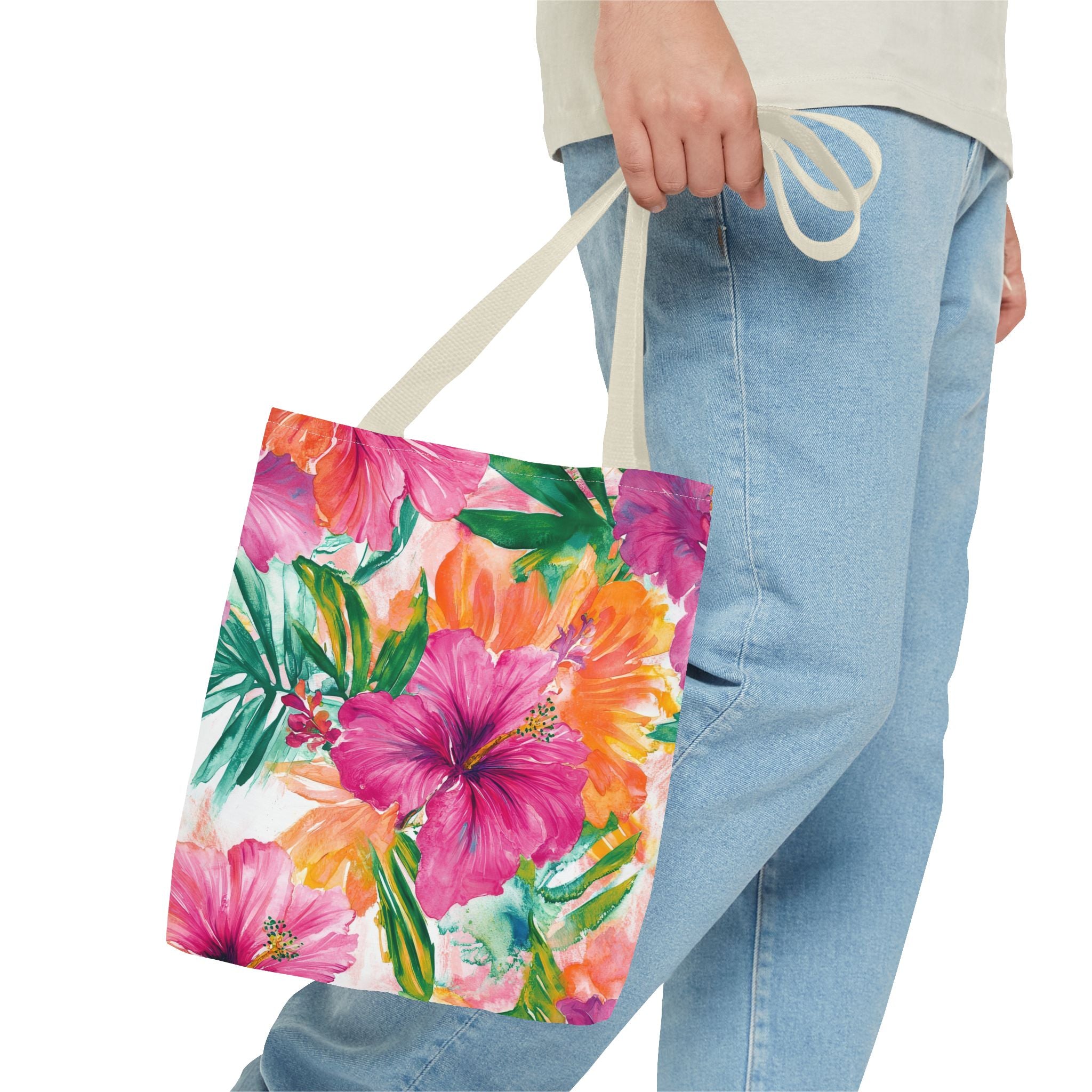 Pink Torpical Floral Tote Bag | Perfect for Beach Days, Shopping, or Gifts | Eco-Friendly, Lightweight, Summer Vibes, Travel Essential