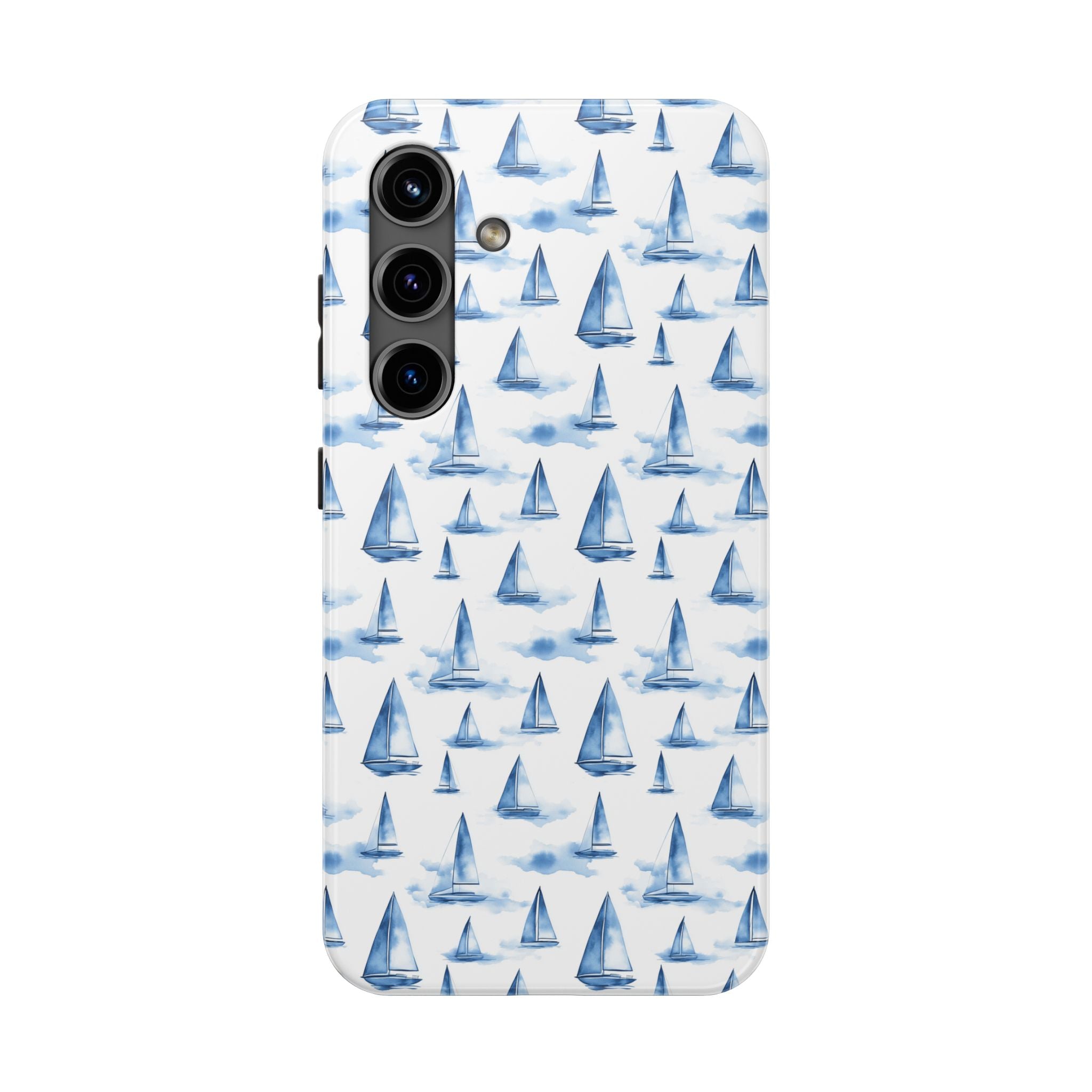 Blue Sailboat Phone Case - Nautical Tough Cover, Summer Gift, Ocean Lover Accessory, Unique Phone Protection, Beach Vibes