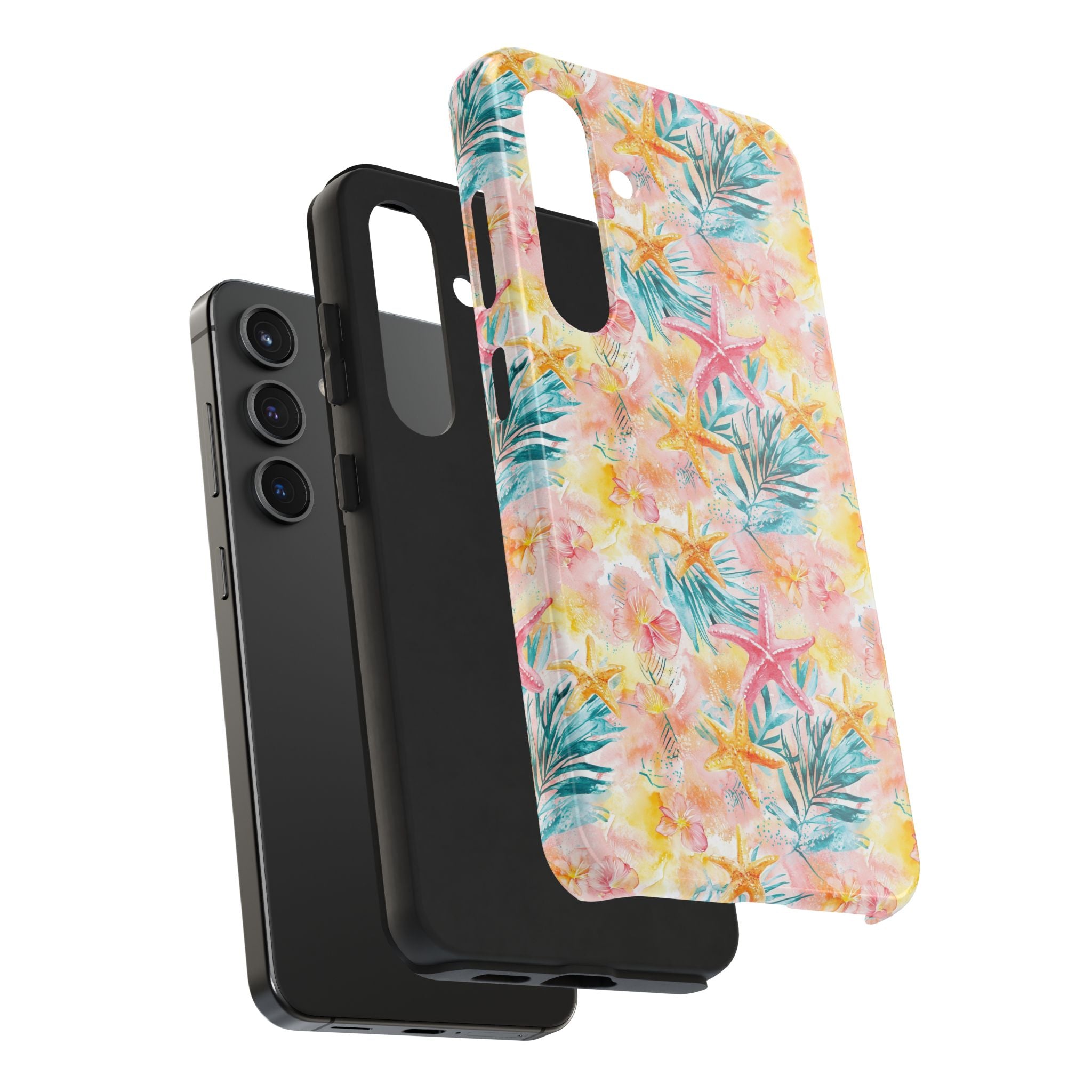 Pink Tropical Starfish- Floral Tough Phone Case - Durable Protection with a Beach Vibe, Perfect Gift for Summer Lovers, Ideal for Vacation, Fun, Stylish