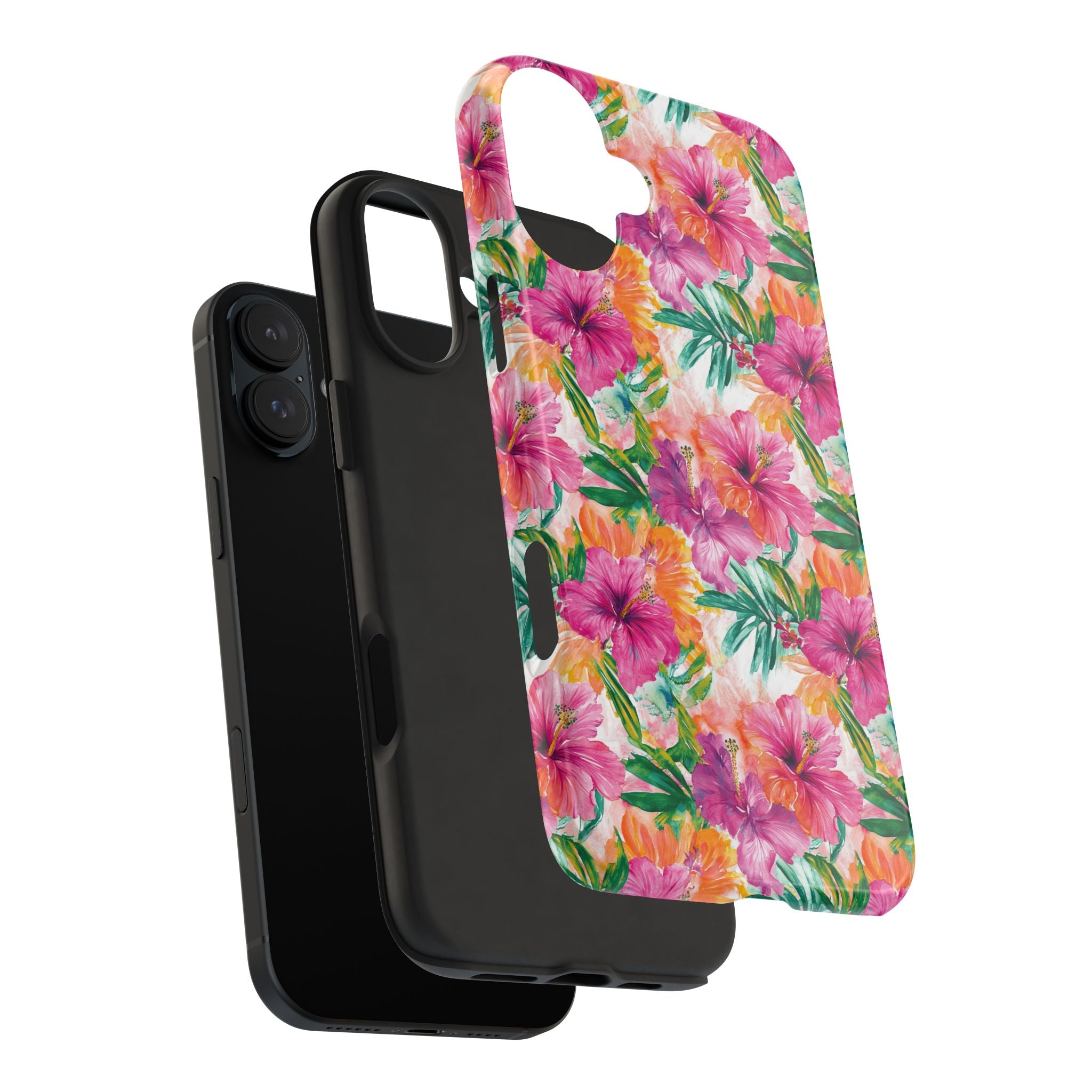 Pink Tropical Floral Phone Case, Tough Waterproof Cover, Summer Vibe Gift, Durable Tech Accessory, Floral Pattern for iPhone, Chic, Stylish