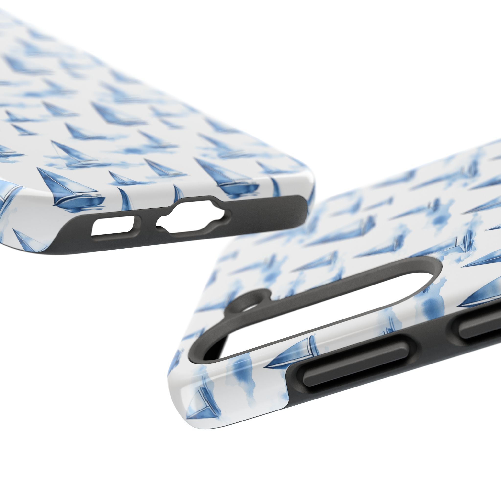 Blue Sailboat Phone Case - Nautical Tough Cover, Summer Gift, Ocean Lover Accessory, Unique Phone Protection, Beach Vibes