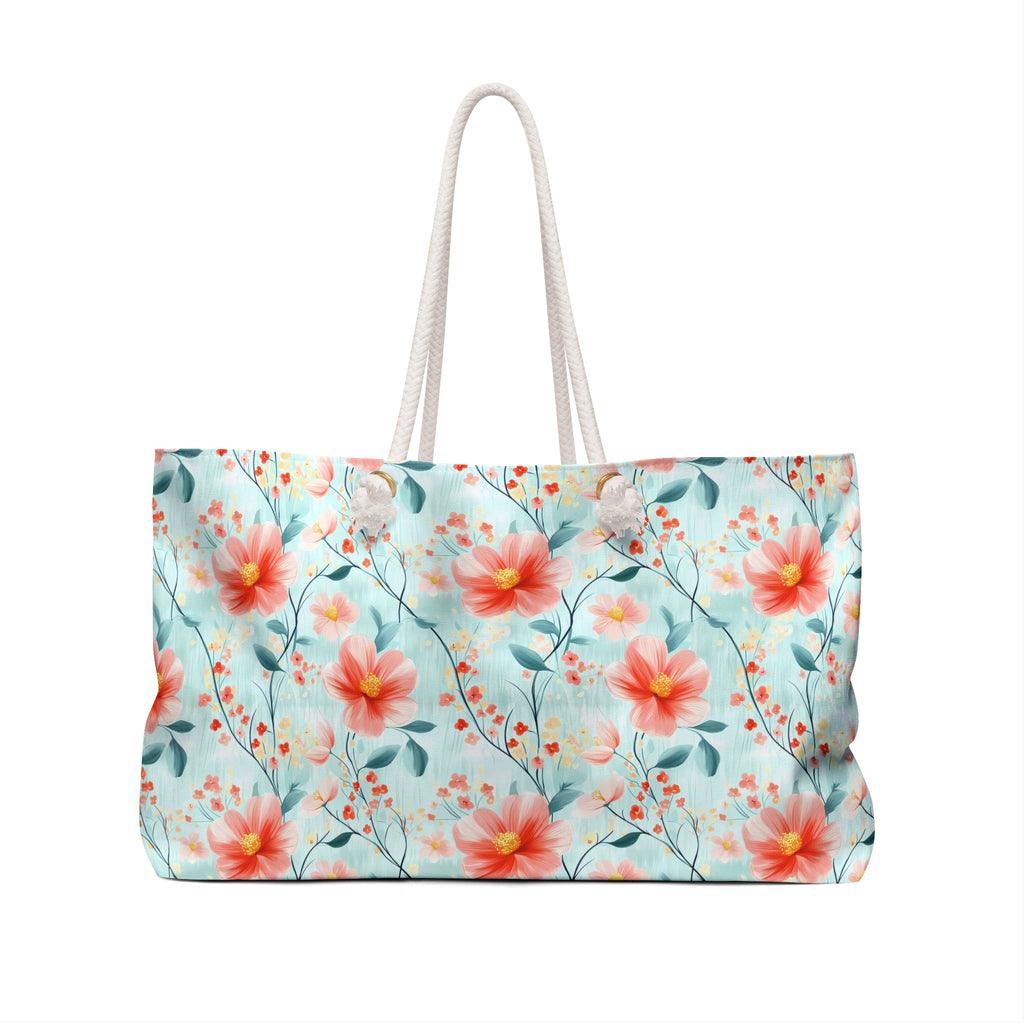 Teal Daisy Weekender Tote Bag, Beach Bag, Beach Tote, Large tote bag, Vacation Bag, Bridesmaid Gift
