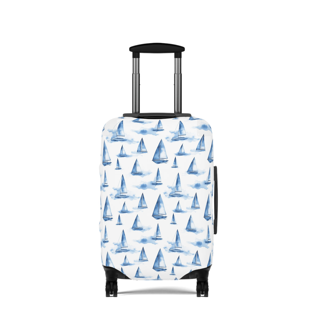 Blue Sailboat - Watercolor Sailboat Luggage Cover - Travel Accessory, Nautical Theme, Vacation Essentials, Personalized Luggage Sleeve, Gift Idea