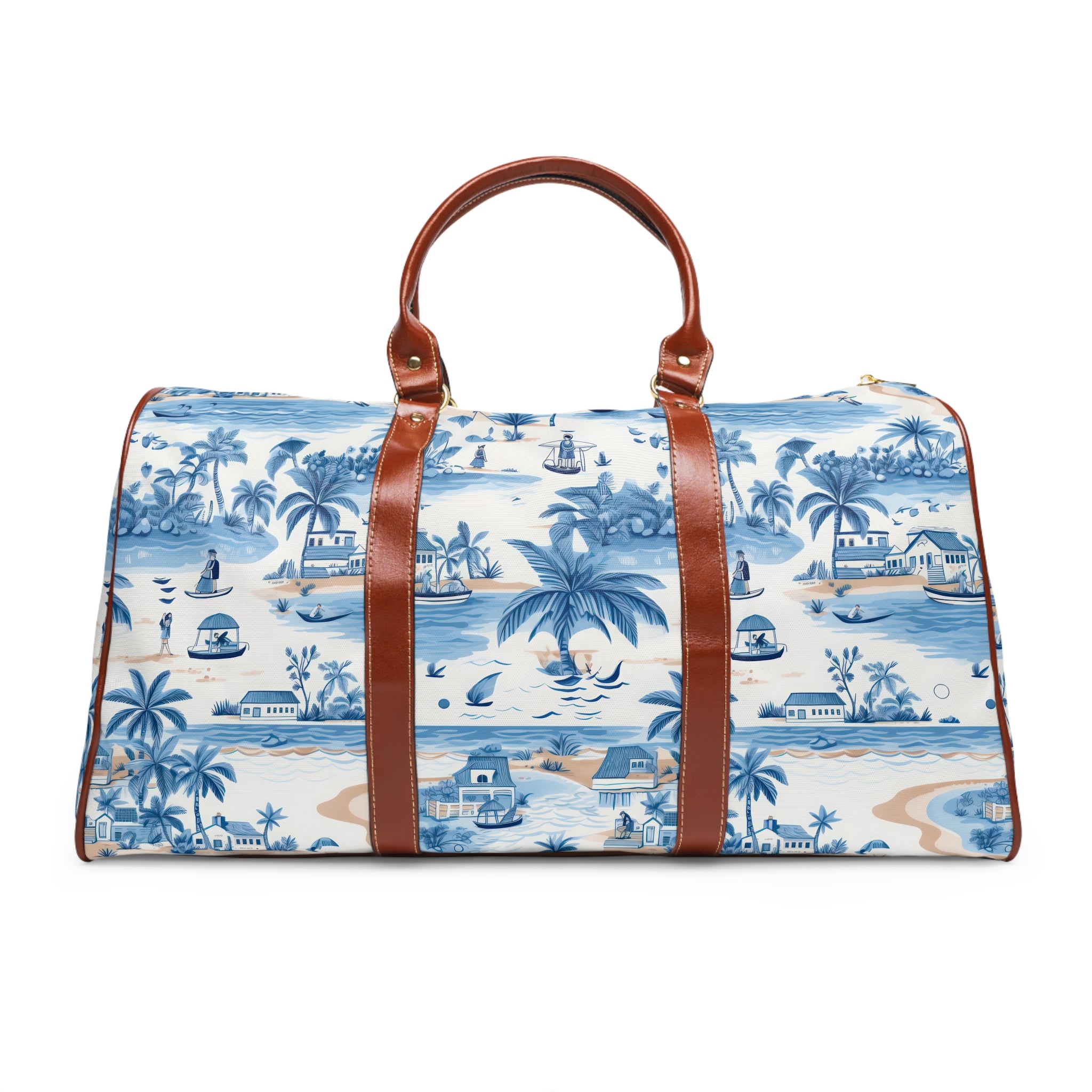 Tropical Blue- Stylish Waterproof Travel Bag, Beach Vacation Tote, Weekender Duffel, Weekend Getaway Bag, Summer Travel Companion