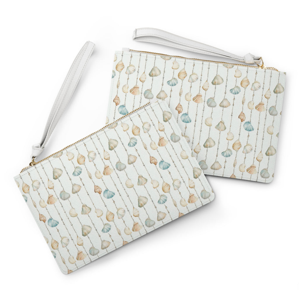 Seashell Lover Vegan Leather Clutch Bag- Coastal Charm, Beachy Accessory for Summer Adventures, Boho Style Purse, Ideal for Travel, Gifts for Her, Resort Wear