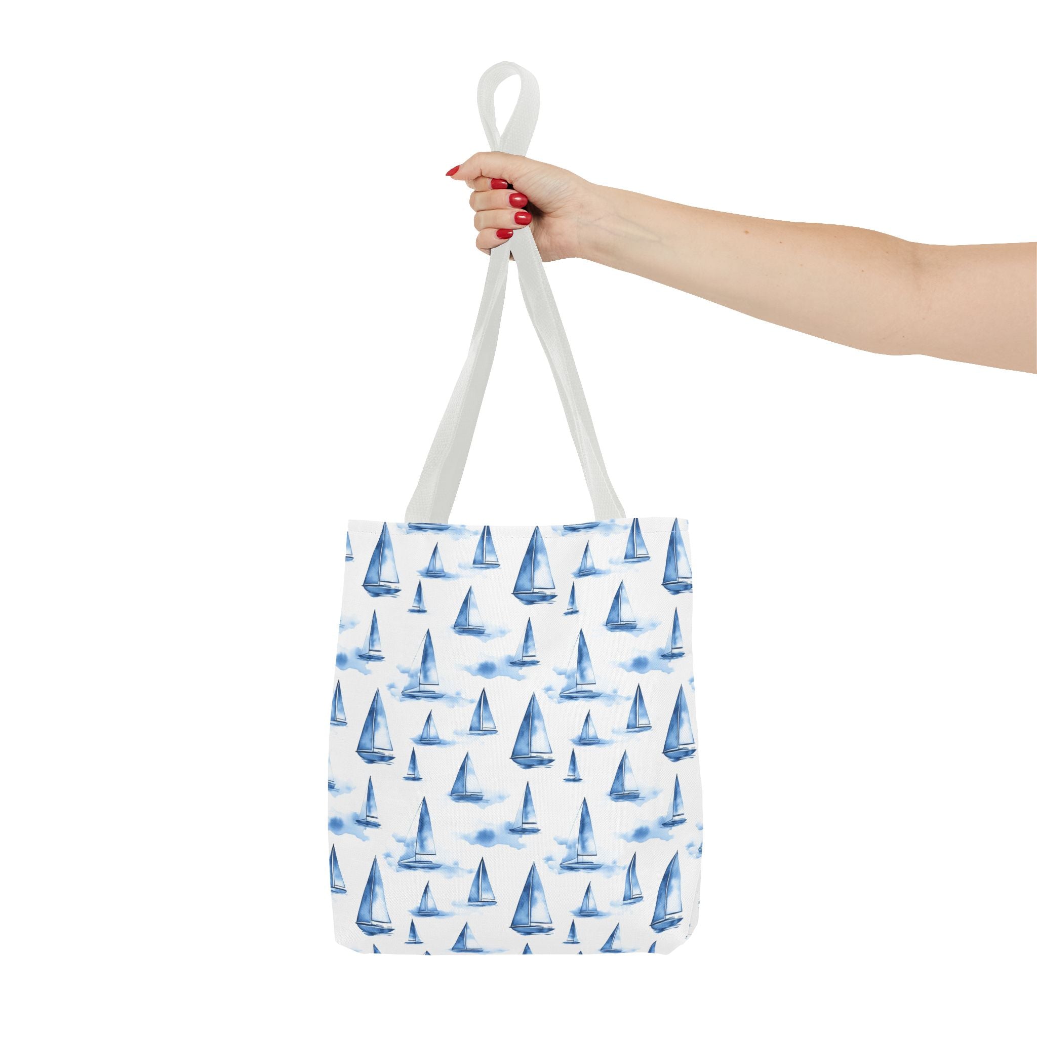 Blue Sail Boat - Nautical Tote Bag, Sailboat Shopping Bag, Beach Tote, Gift for Sailors, Vacation Accessory, Summer Bag