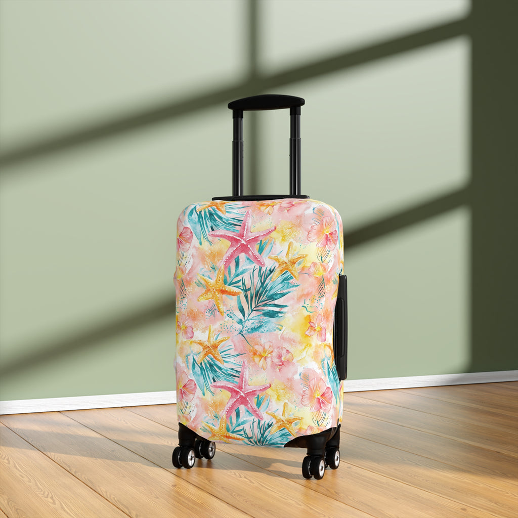 Pink Tropical Starfish- Luggage Cover - Colorful Travel Accessory for Vacation, Beach & Adventure Lovers, Air Travel Gear, Personalized Gift
