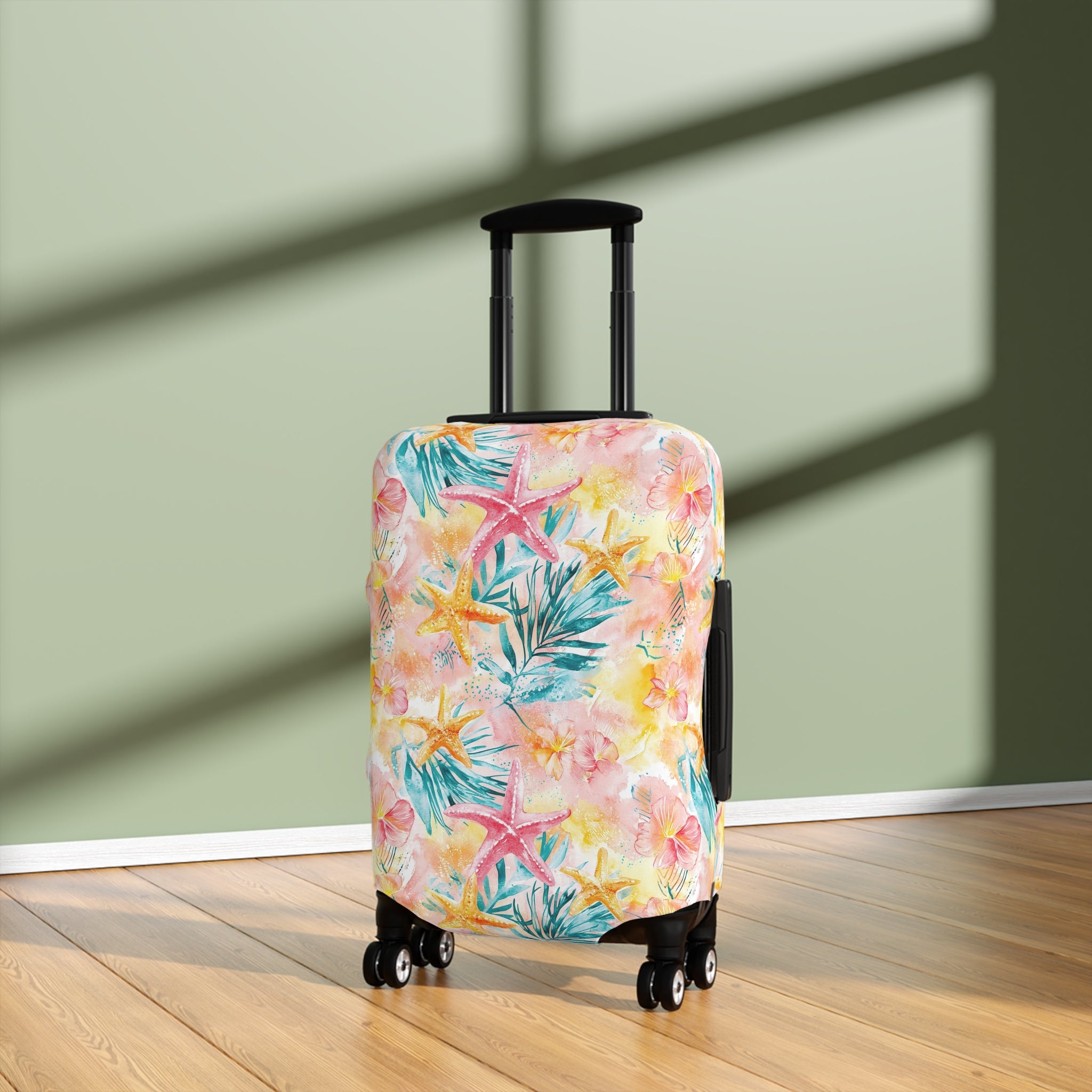 Pink Tropical Starfish- Luggage Cover - Colorful Travel Accessory for Vacation, Beach & Adventure Lovers, Air Travel Gear, Personalized Gift