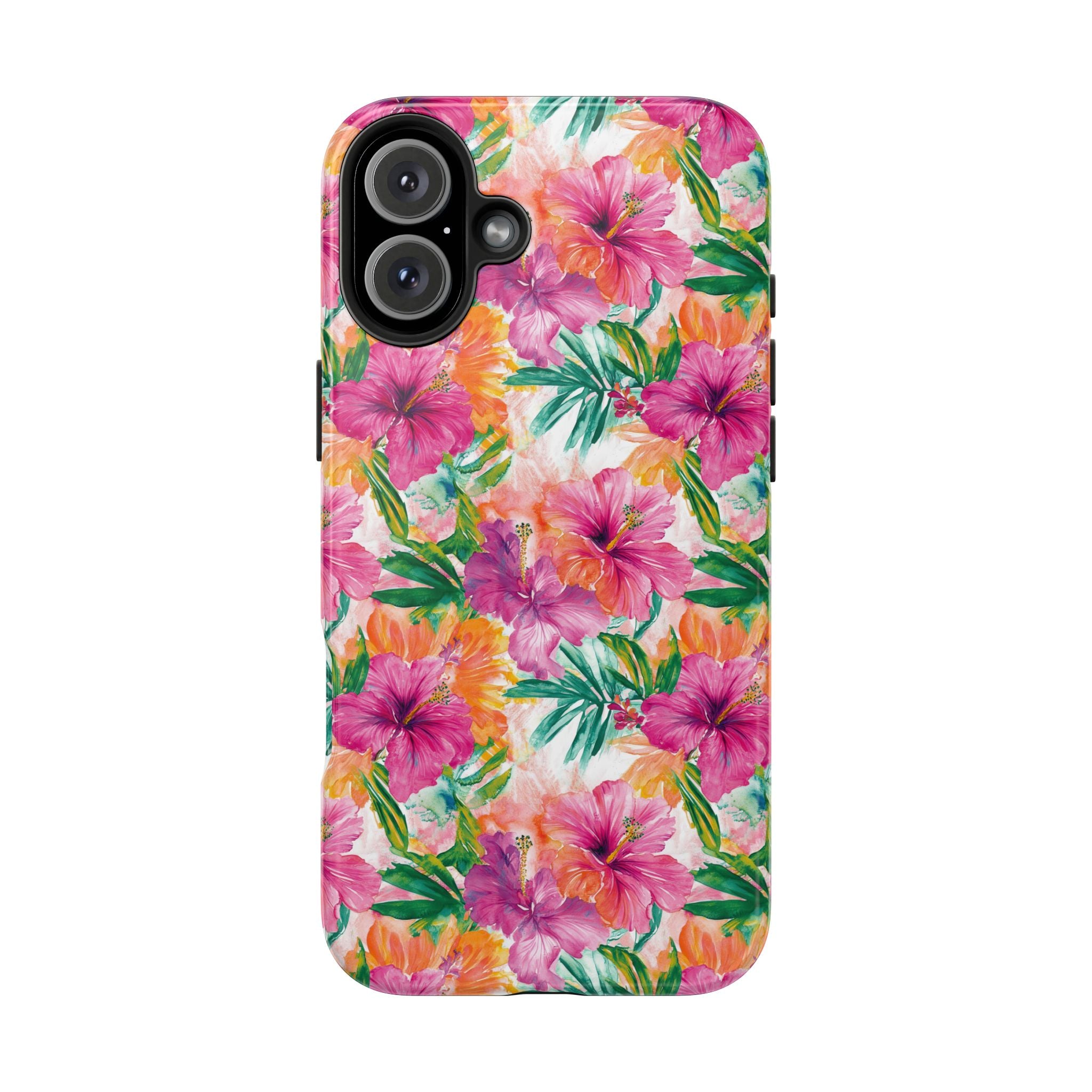 Pink Tropical Floral Phone Case, Tough Waterproof Cover, Summer Vibe Gift, Durable Tech Accessory, Floral Pattern for iPhone, Chic, Stylish