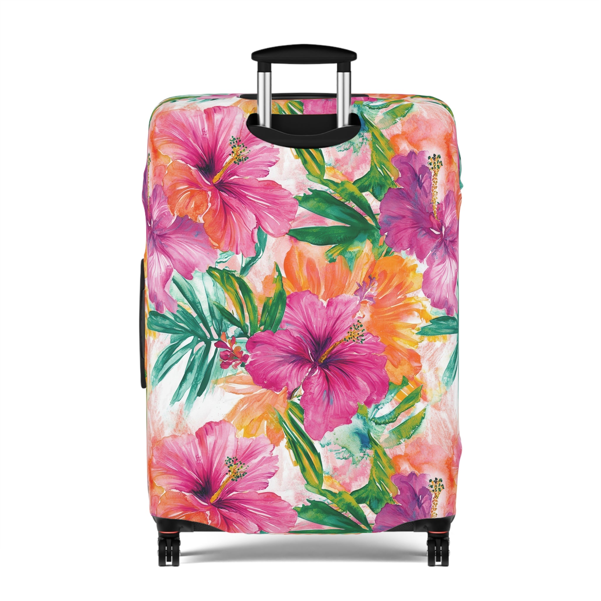 Pink Tropical Floral Luggage Cover - Travel Accessory for Stylish Vacationers, Perfect Gift for Travelers, Summer Escapes, Beach Getaways, [...]