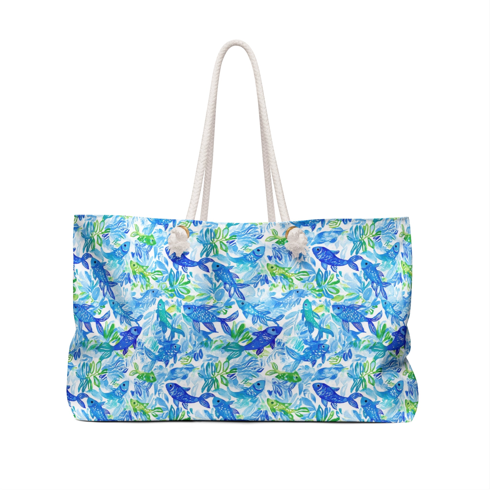 Vibrant Fish Weekender Tote Bag, Beach Bag, Beach Tote, Large tote bag, Vacation Bag, Bridesmaid Gift