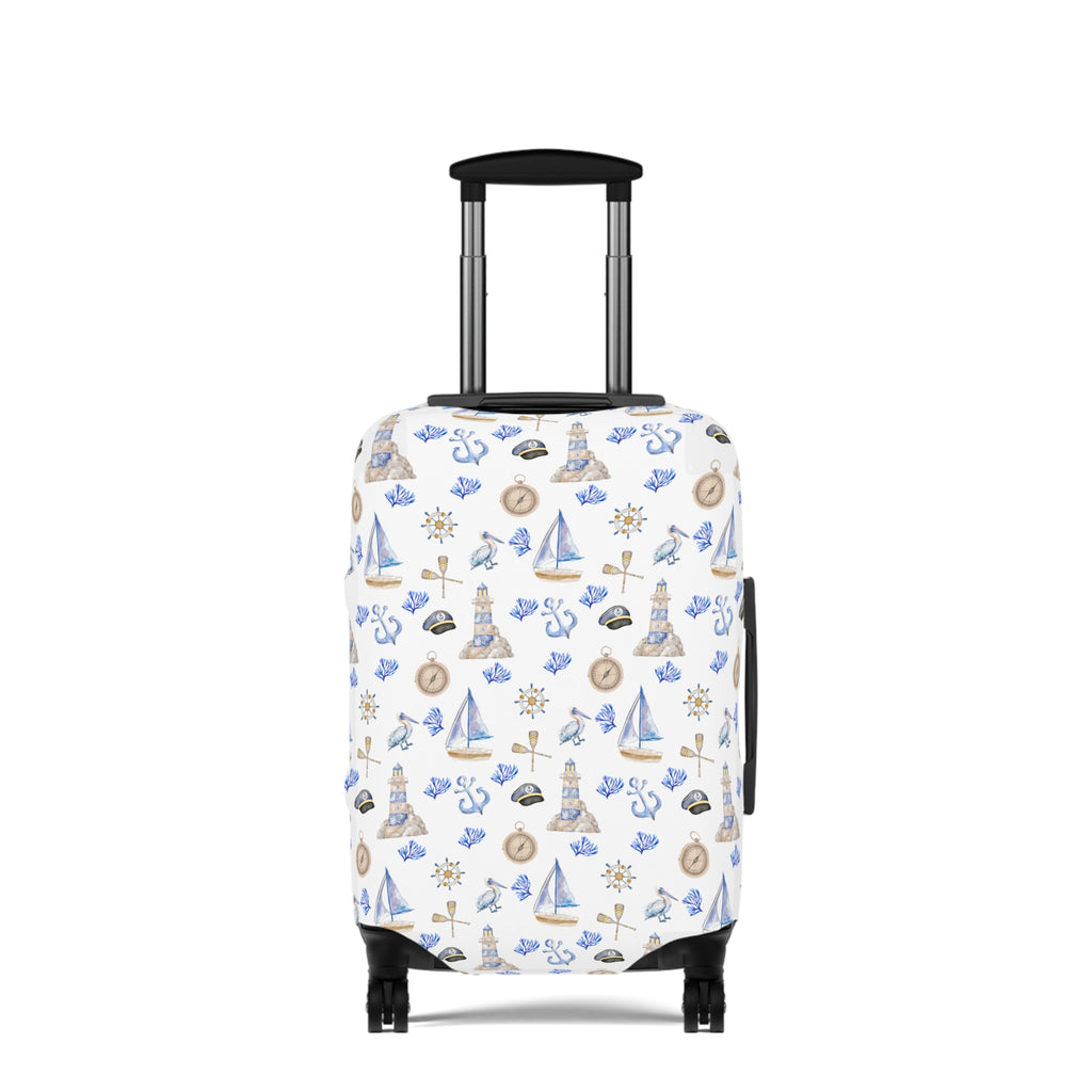 Sail Away - Nautical Luggage Cover, Travel Accessory, Beach Vacation Gear, Suitcase Protector, Gift for Travelers, Sailor Theme