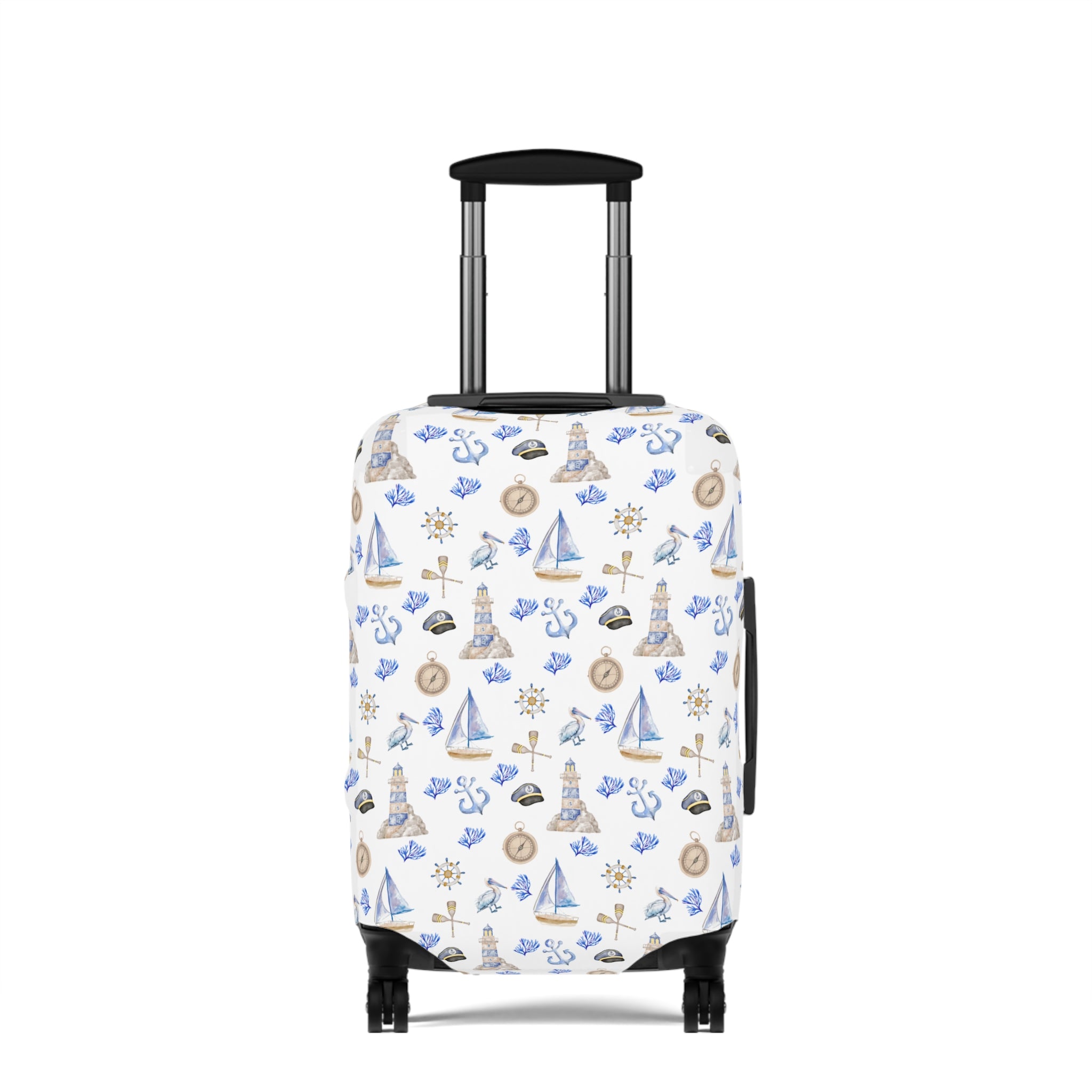 Sail Away - Nautical Luggage Cover, Travel Accessory, Beach Vacation Gear, Suitcase Protector, Gift for Travelers, Sailor Theme