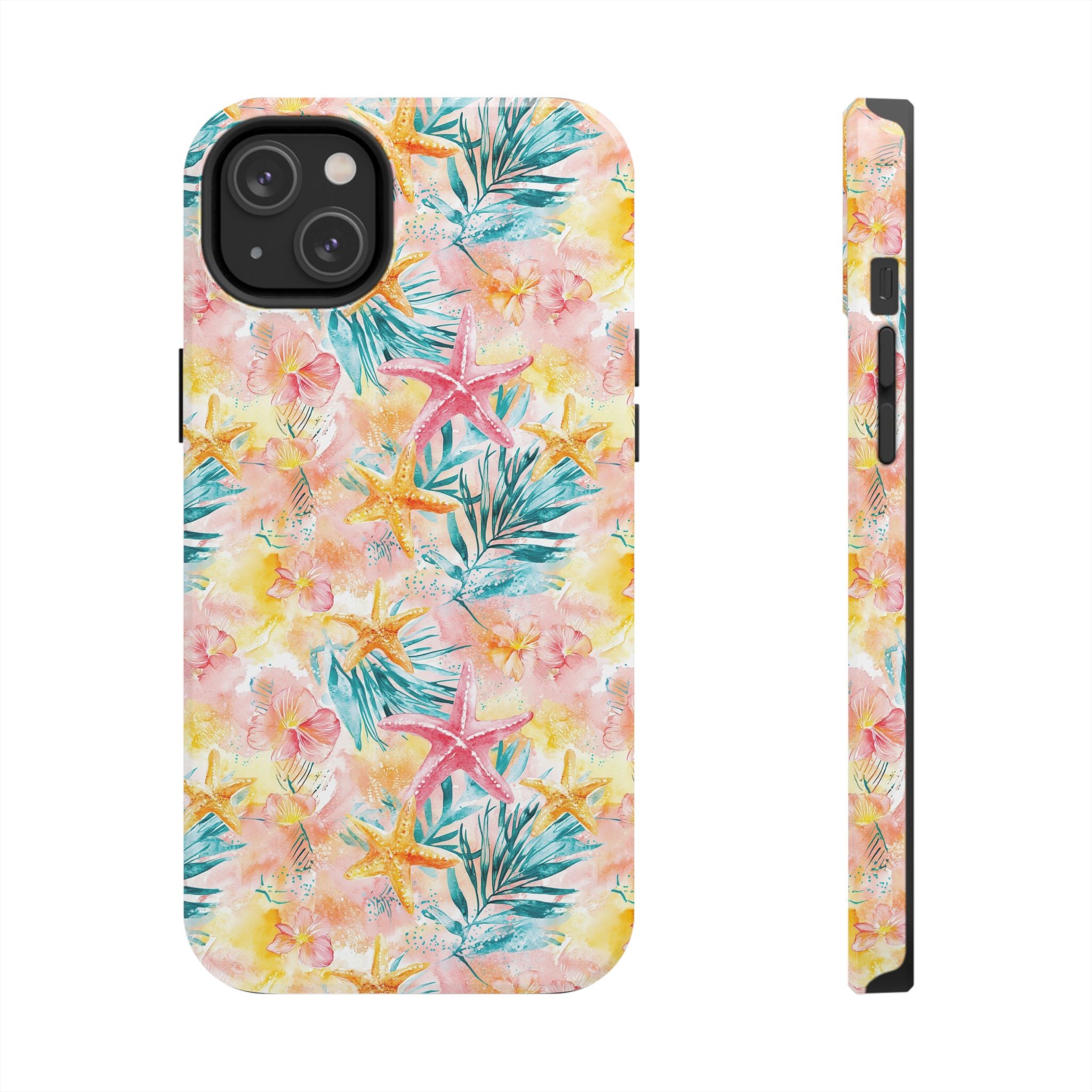 Pink Tropical Starfish- Floral Tough Phone Case - Durable Protection with a Beach Vibe, Perfect Gift for Summer Lovers, Ideal for Vacation, Fun, Stylish
