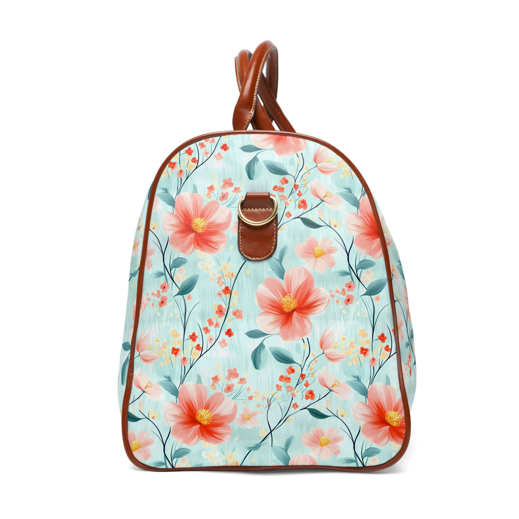 Teal Daisy- Stylish Waterproof Travel Bag - Floral Weekender, Overnight Getaway Bag, Luggage, Beach Bag, Gift for Travelers