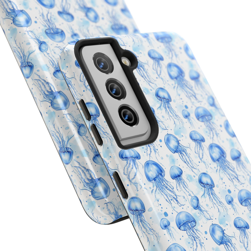 Blue Jellyfish Tough Phone Case | Unique Ocean Vibe | Gift for Marine Lovers, Durable Protection, Trendy Accessories, Beach Theme