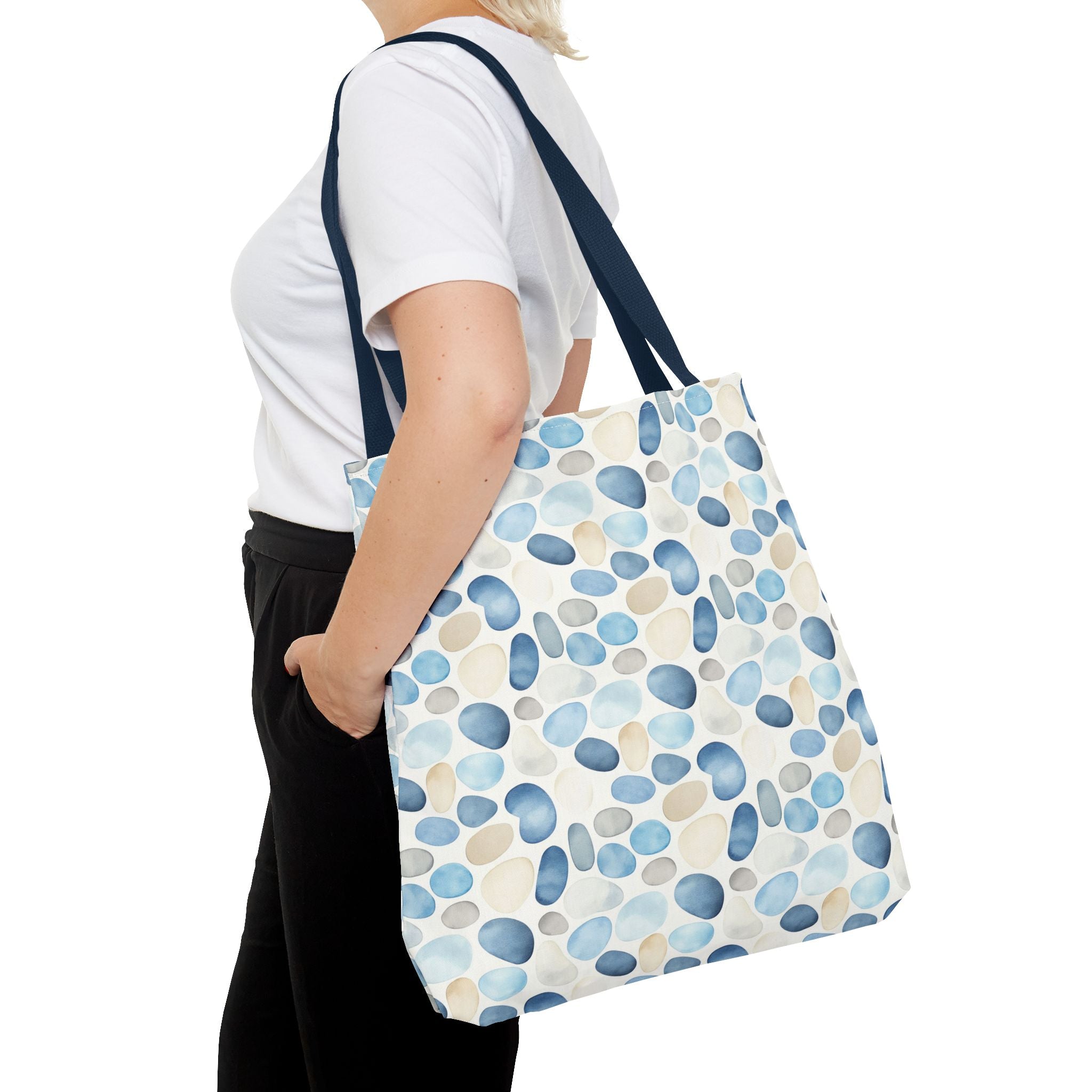 Cobble stone- Tote Bag with Blue Pebble Design | Beach Bag, Grocery Tote, Shopping Bag, Gift Bag, Eco-Friendly Tote
